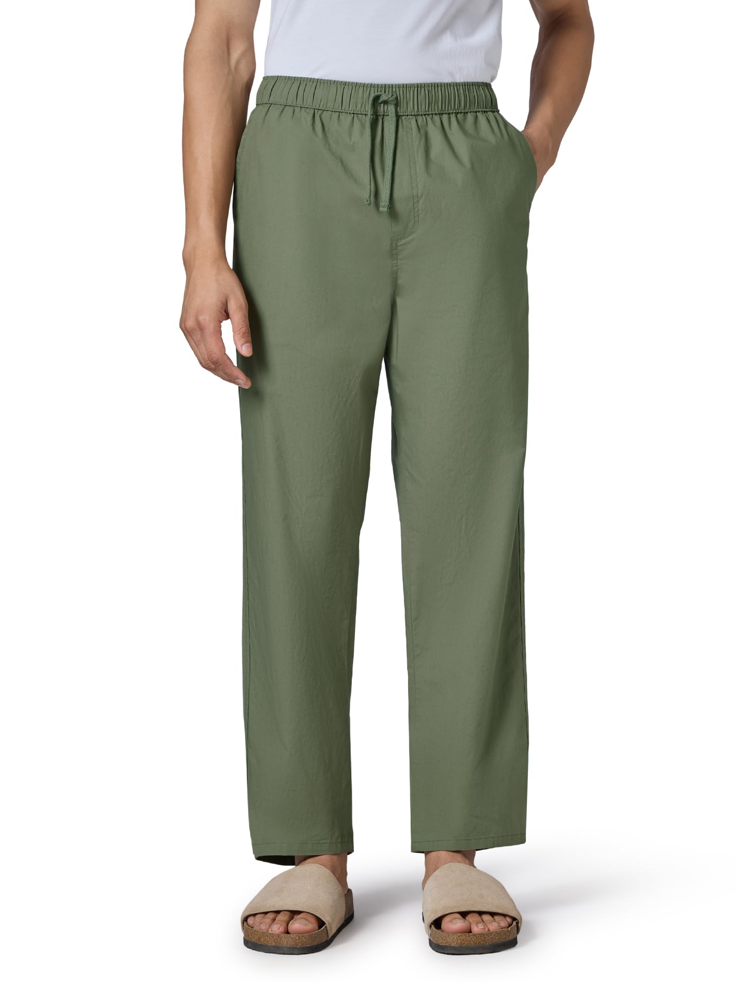 Zen Cotton Solid Drawstring Pyjamas for Men | Relaxed Fit Lounge Pants with Side Pockets