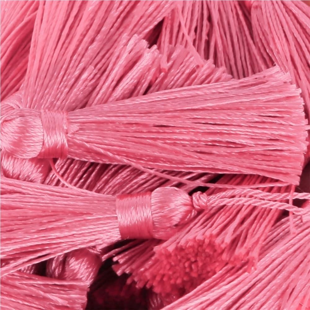 Handmade Tassel 50pcs 9.5cm/3.75 Inch Key Tassels, Polyester, DIY Handmade Bookmark for Crafts Accessories of Home(PINK)