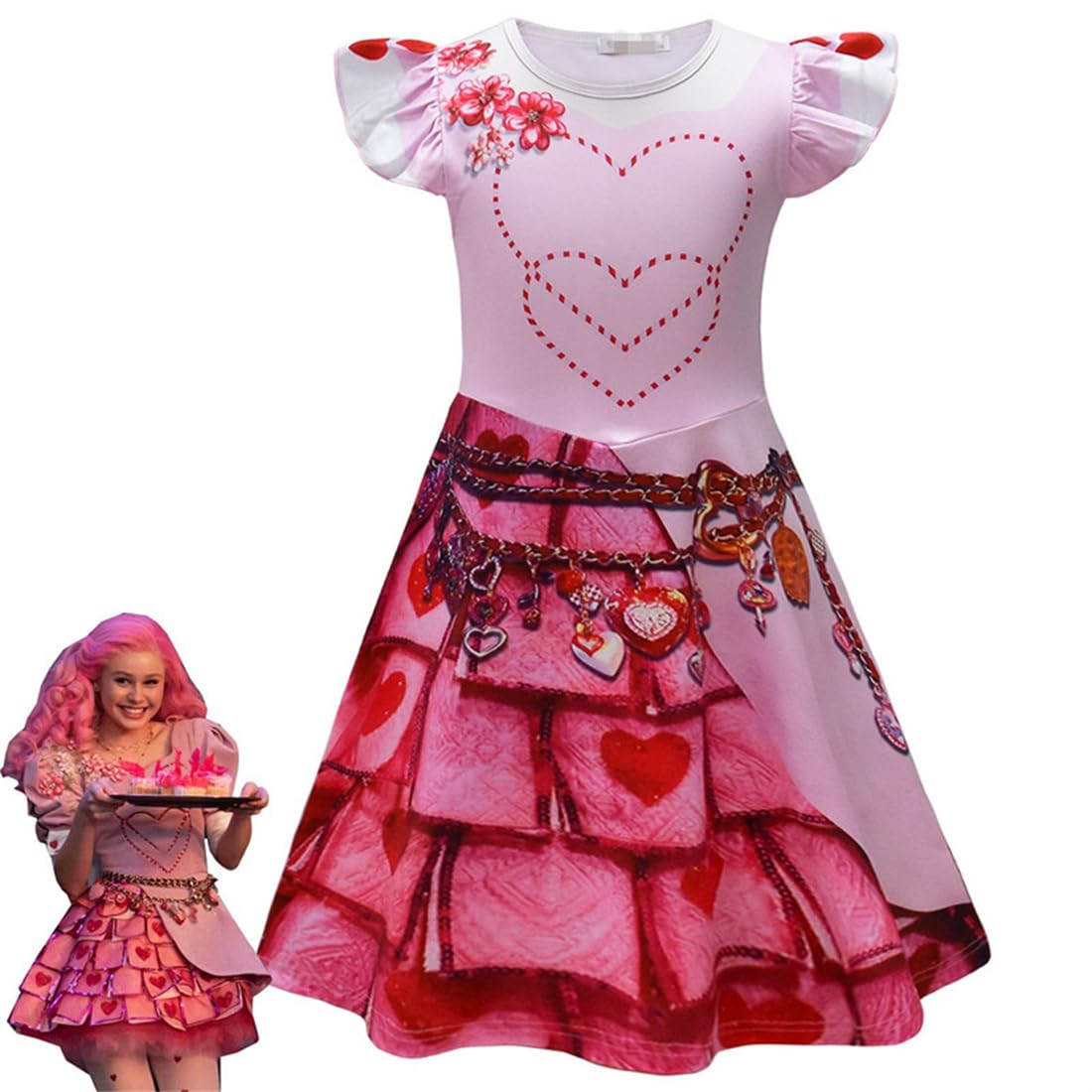 DYWPYCLQ Kids Girls' dresses Halloween costumes, performance clothes fashion clothing Movie Cartoon Dress Up Red skirt 4-10Y (Pink, 4-5Years)