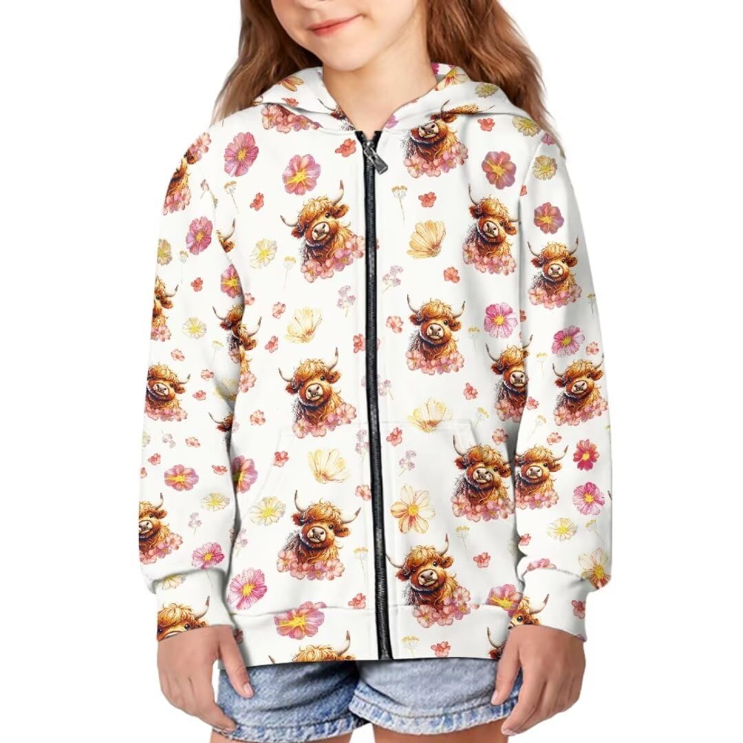 7-14t Hoodies for Girls Zip Up Sweatshirt for Fall Jackets Yak Winter Clothes