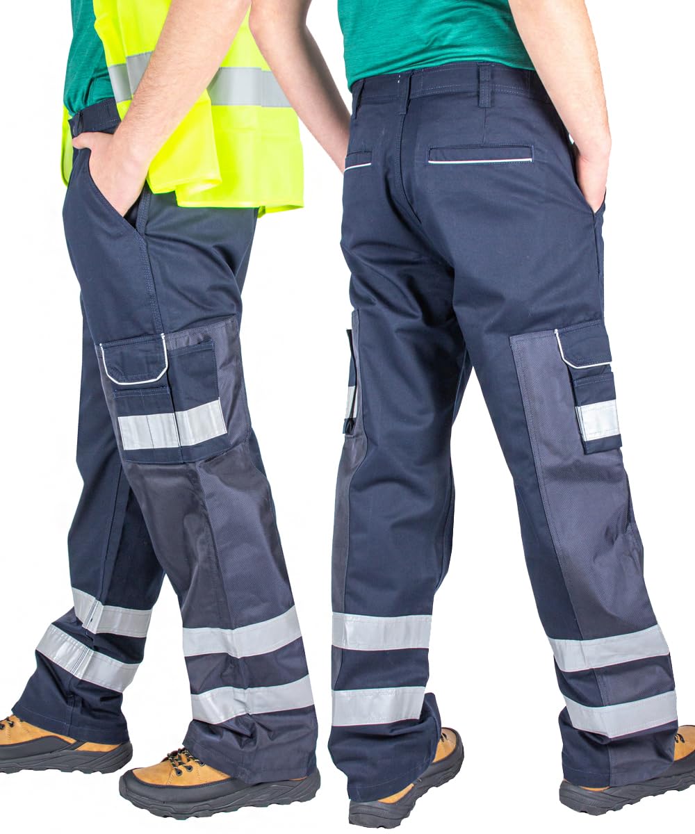 Herren Arbeitshose mit Reflektoren verstärkt 3-fach Nähte, FIRI