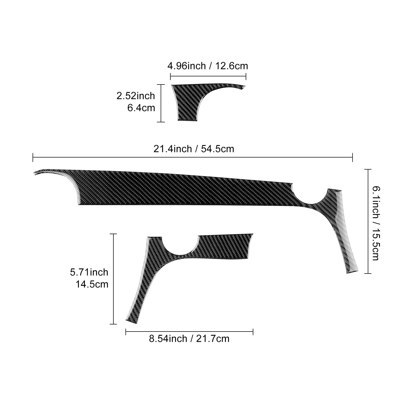 KUNGKIC Per Fiat 500/500C Abarth 595/595C 695/695C 2016-2024 Fiat 500E 2016-2019 Auto Console Centrale Dashboard Trim Fibra di Carbonio Adesivo Interno Accessori (Nero)