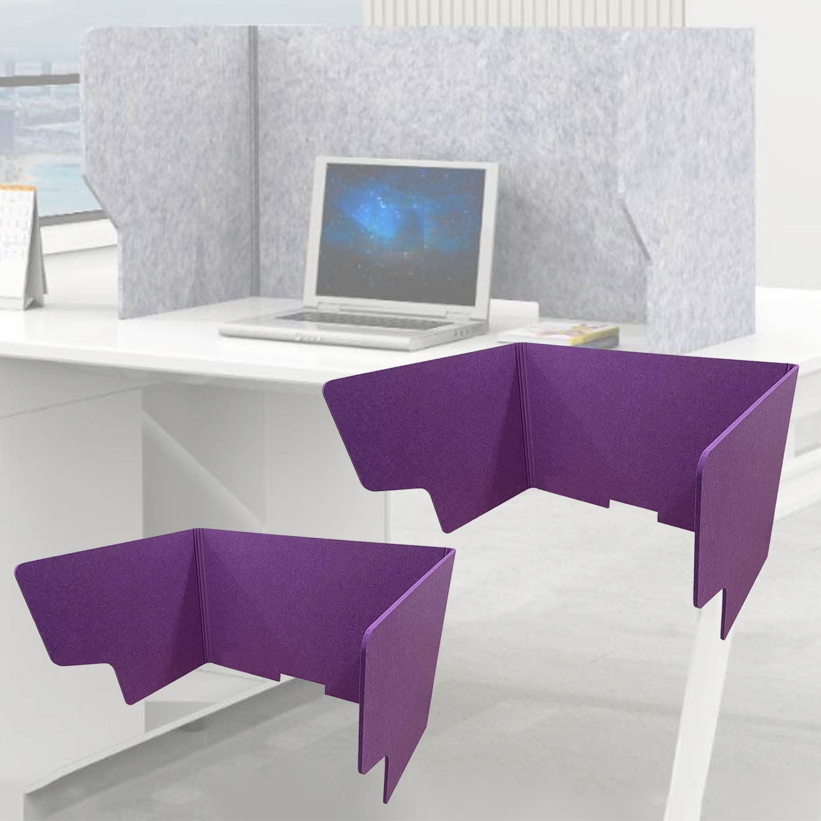Hylwsxvp Violett 2 Pack Portable Acoustic Desk Dividers Lightweight Freestanding Privacy Panels For Office Noise Reduction & Visual Distraction Control Foldable Workspace Partitions