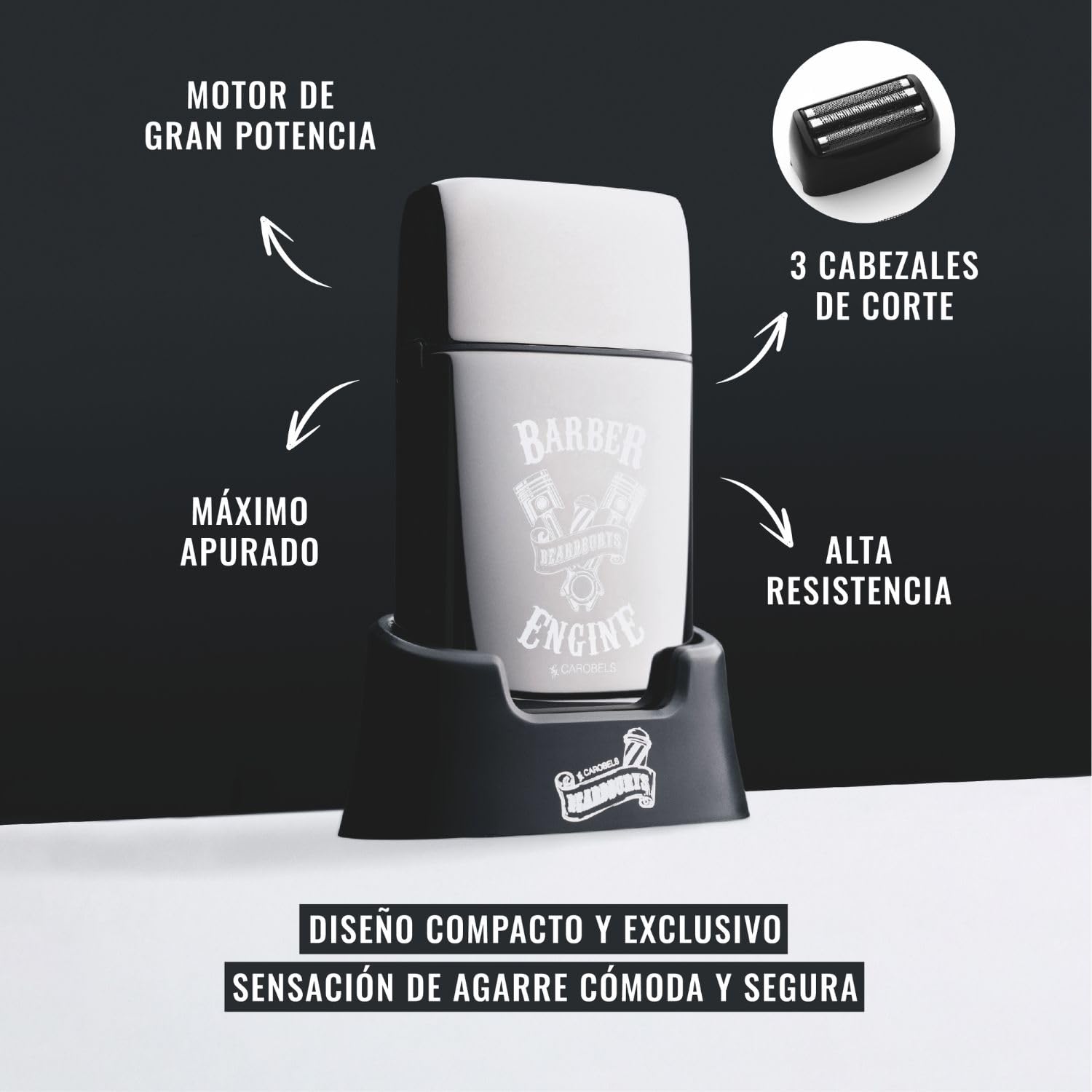 Beardburys Muscle Shaver | Afeitadora Láminas Hombre, Maquina Afeitar Barba y Calva, Cuchilla Flexible y Cuerpo Metálico, Barbero Profesional