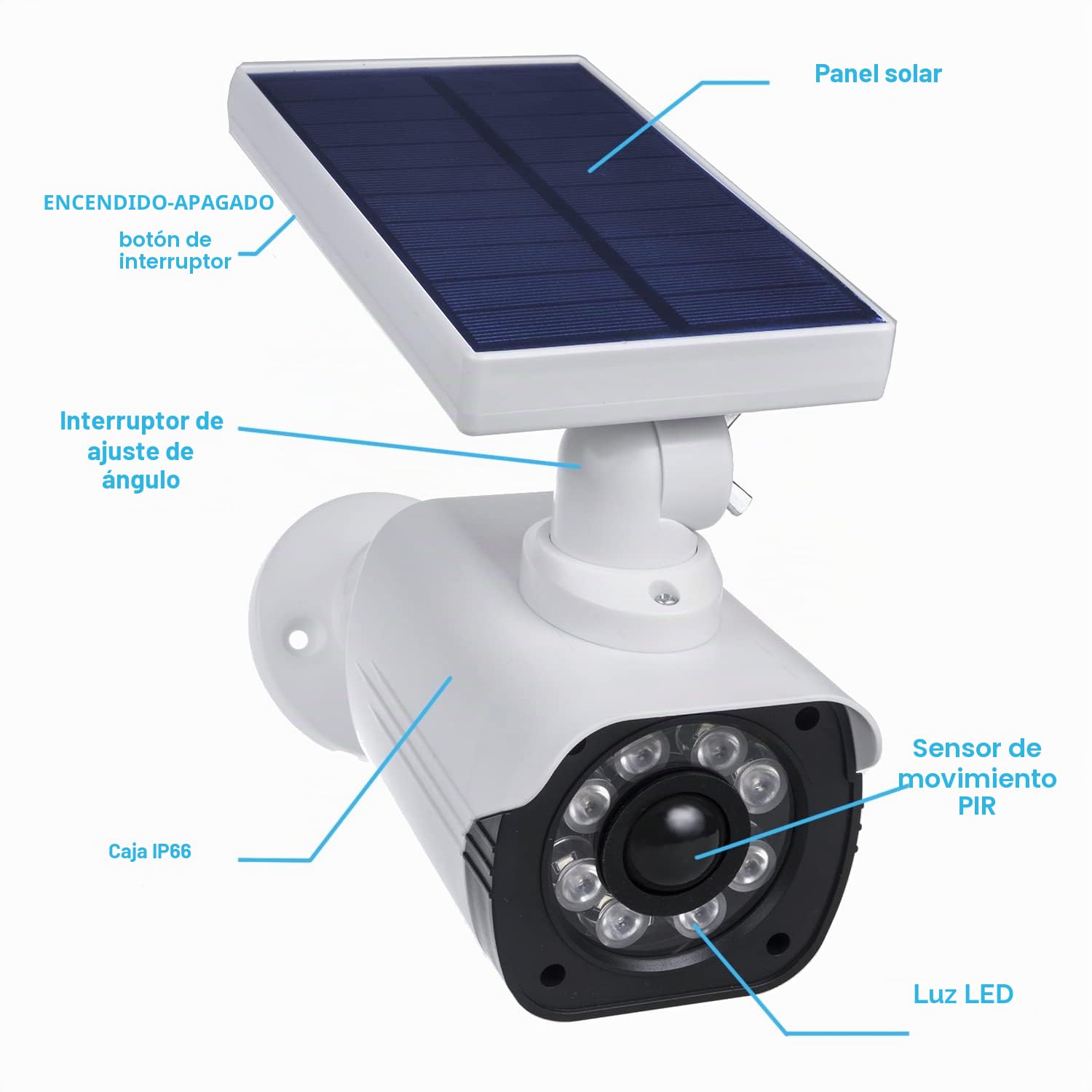 Maclean SOL1800S Kamera Attrappe mit LED-Licht Überwachungskamera PIR-Bewegungsmelder Dummy Kamera Solarbetrieben Geeignet für Außenbereich IP66 Wasserdicht