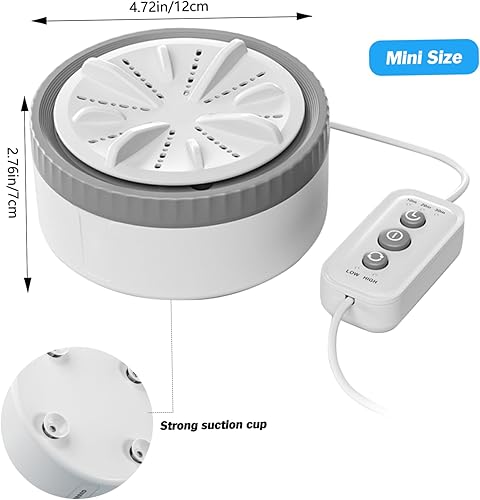 Miniatura 8 de Lavadora portátil con alimentación USB, mini lavadora de turbina sónico de 3 modos de lavado de viaje para viajes de negocios, hogar, apartamento,