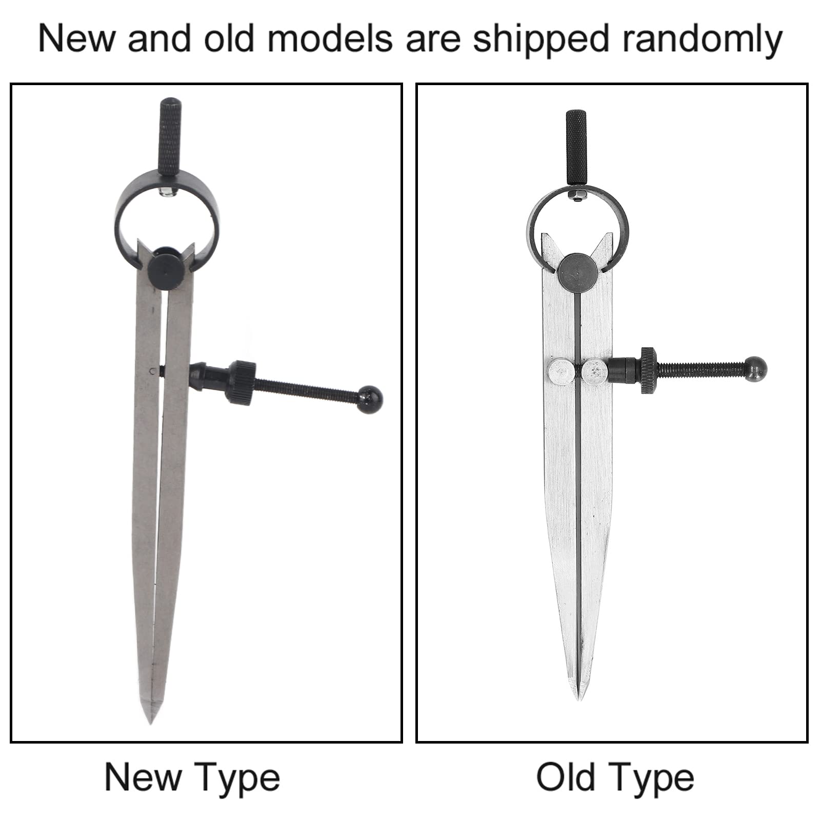 Walfront Leather Wing Divider Carbon Steel Leather Compass Divider Calipers Adjusting Screw Spring Nut Flat Leg Structure for Leather Wood Plastic Metal Surfaces Scribing Marking Circle(125mm) - Image 2