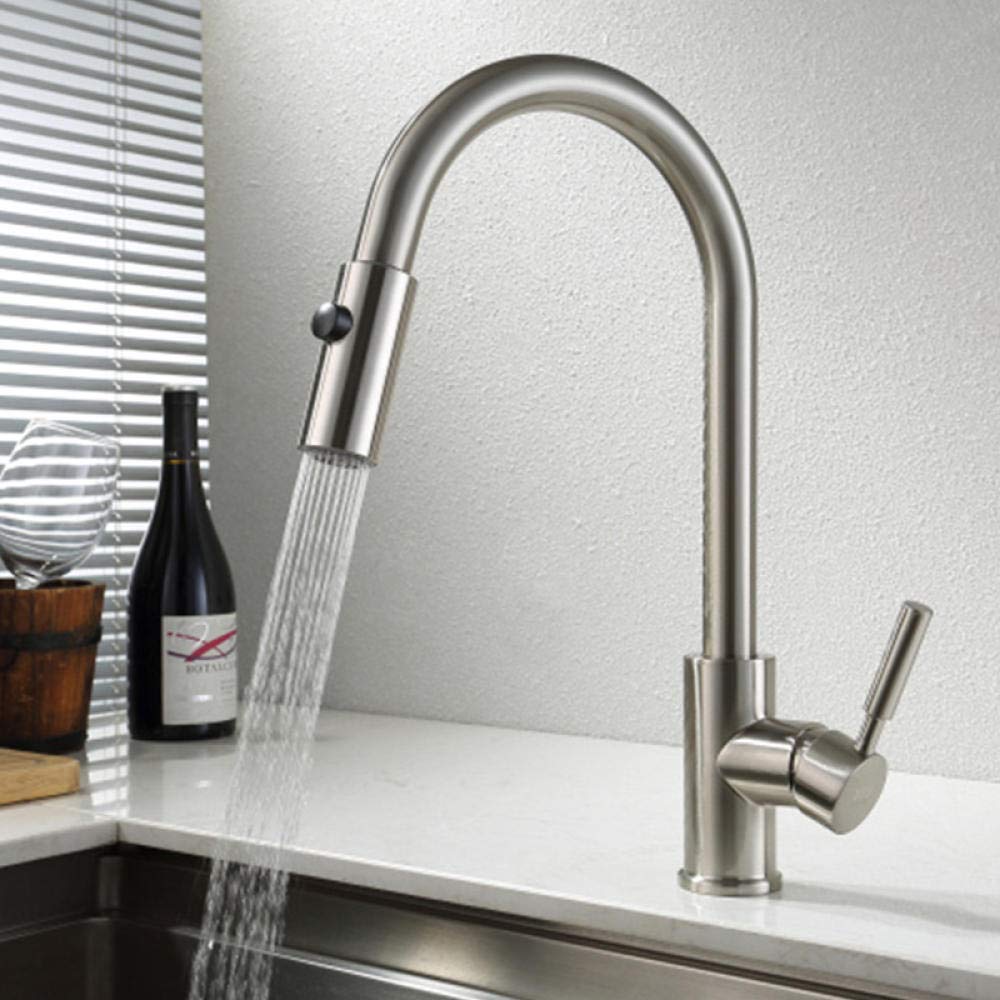 Taps with Pull Out Spray, Pull Out Kitchen Faucet Brass Mixer Tap Universal Single Handle Electroplated Multicolor(D)
