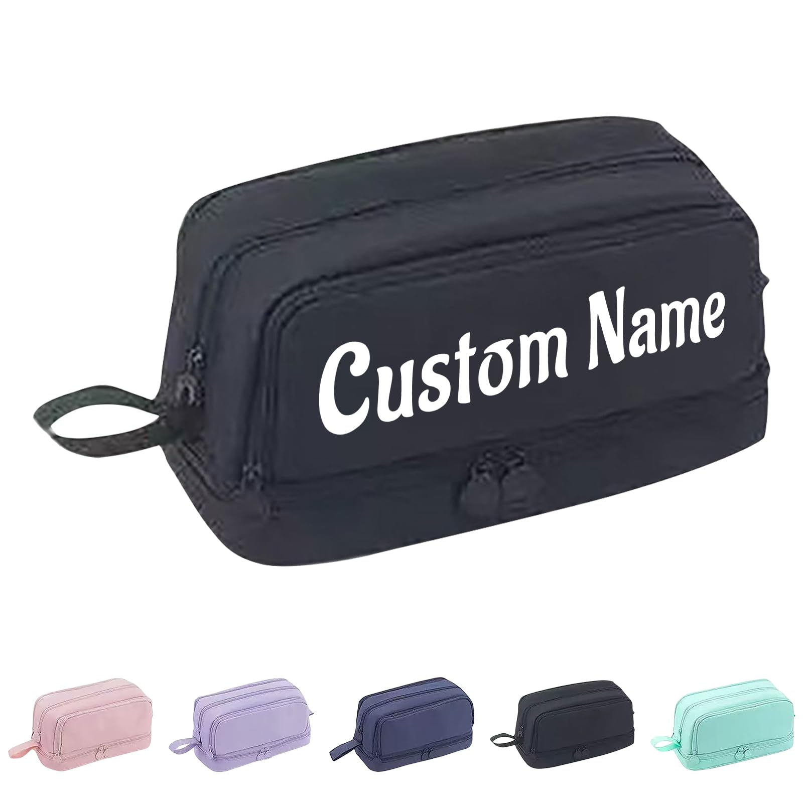 Large Capacity Pencil Case Personalised Special Pencil Case with Text and 4 Compartments Multifunctional Stationery Organizer Unisex for School College Office ，Black