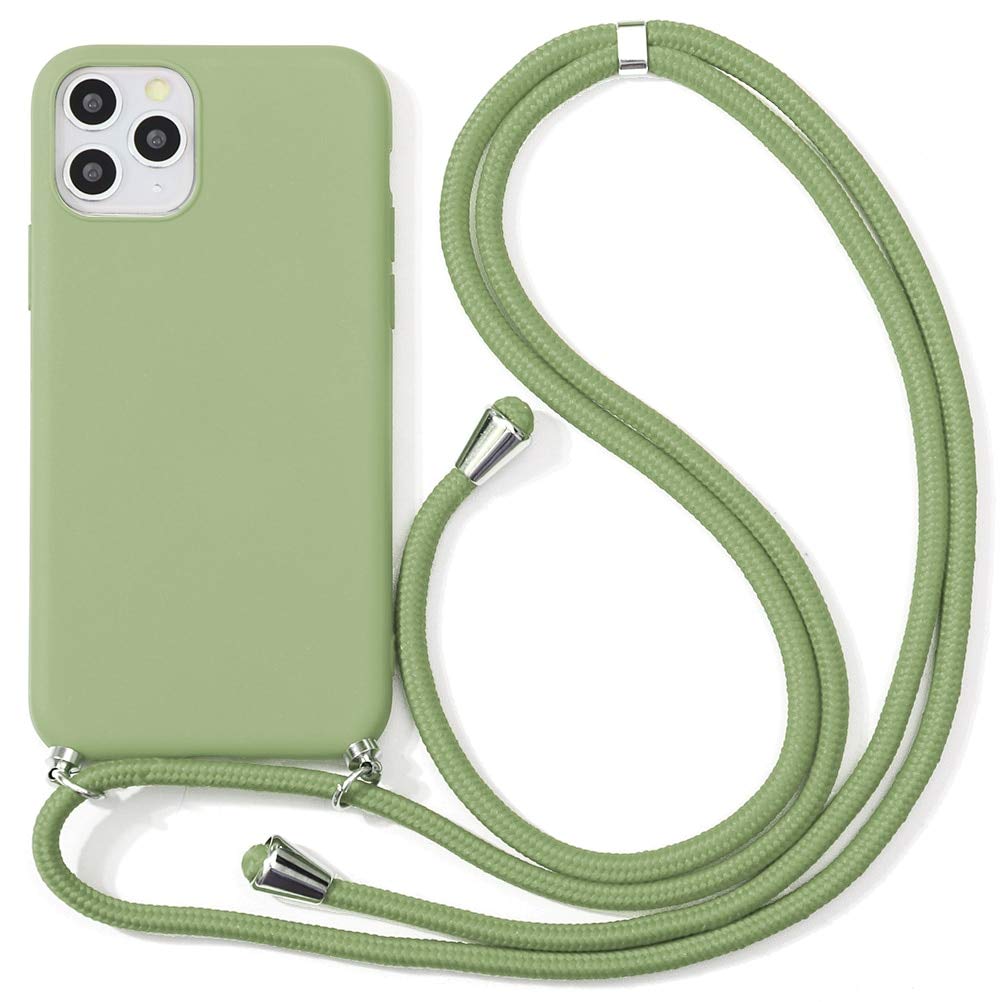 Yoedge kompatybilny z iPhone 11 6,1", etui na telefon z bardzo cienkim przewodem Soft TPU Bumper Etui 360 stopni, odporne na wstrząsy z regulowanym sznurkiem, zielone
