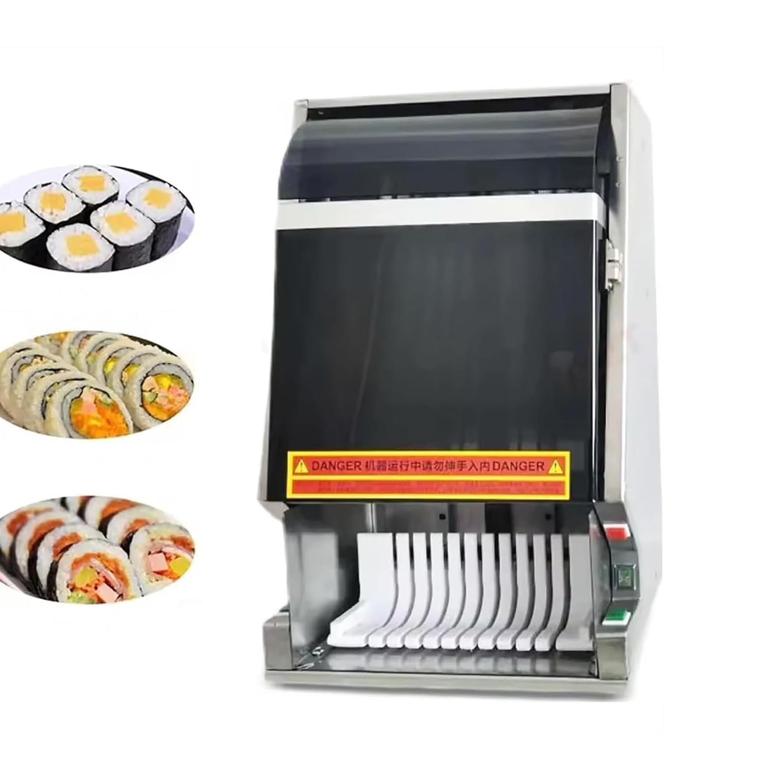 W pełni automatyczna maszyna do cięcia sushi 8/10/12 cięć, maszyna do cięcia sushi tworzy różne kształty, ze zdejmowanym ostrzem ze stali nierdzewnej, maszyna do cięcia rolek sushi,12slices