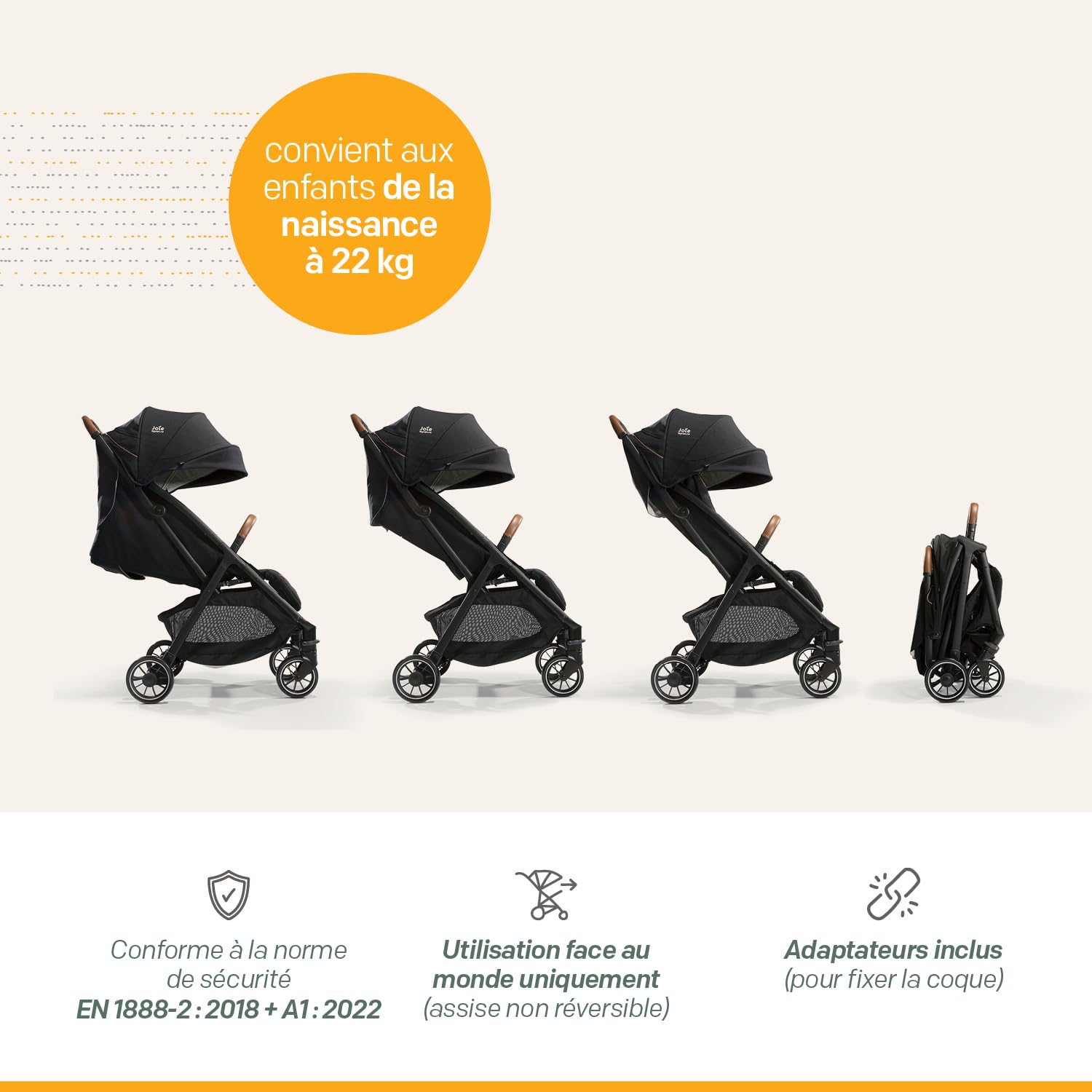 JOIE – PACK DUO – Poussette Parcel + Coque Sprint ISOFIX intégré pour installation sans base, dos route – Dès la Naissance - Eclipse