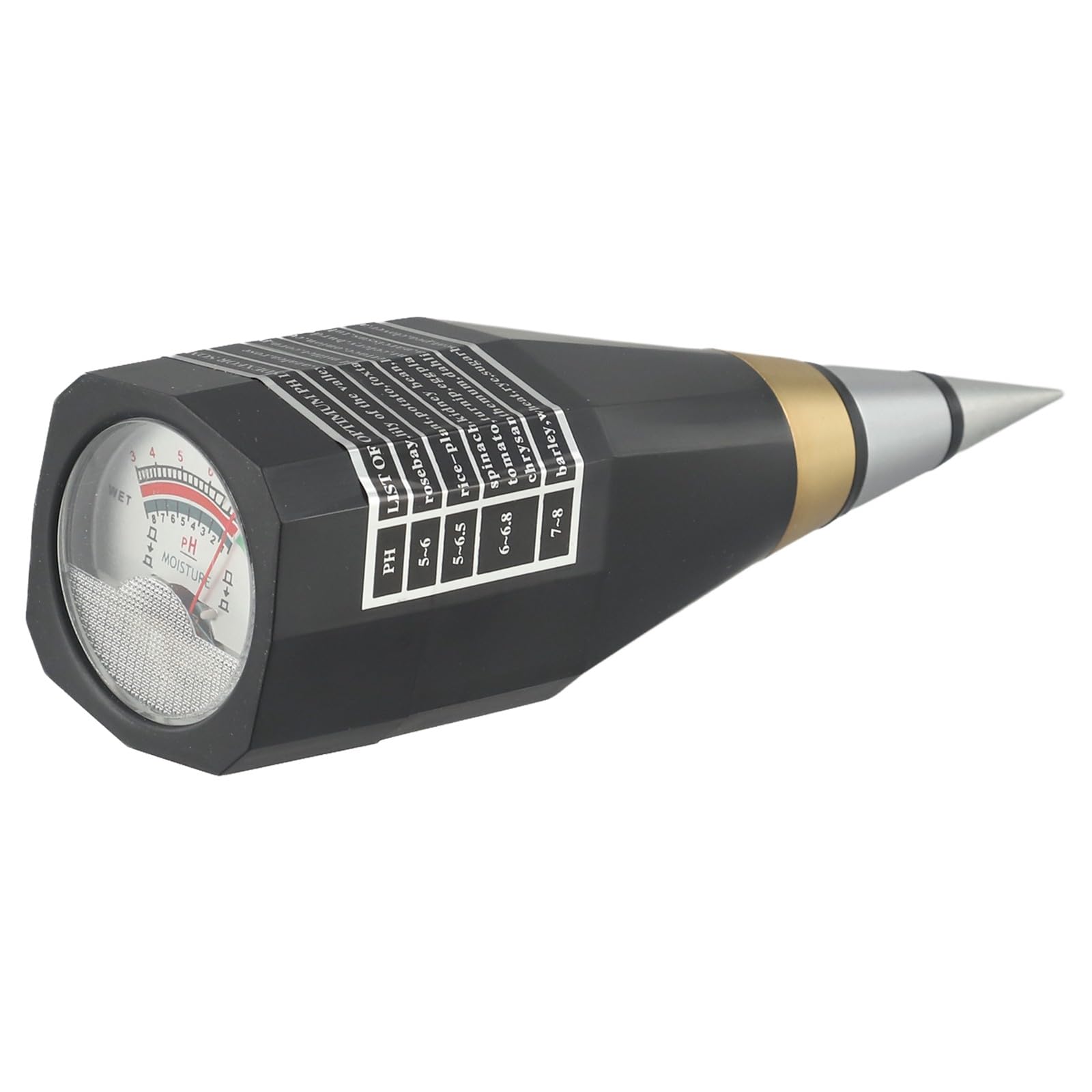 Testeur de pH du sol, capteur d'humidité portable avec électrode en métal et grand écran, testeur précis de plage de pH de 1 à 8 pour jardin, ferme, pelouse et plantes d'intérieur (noir)