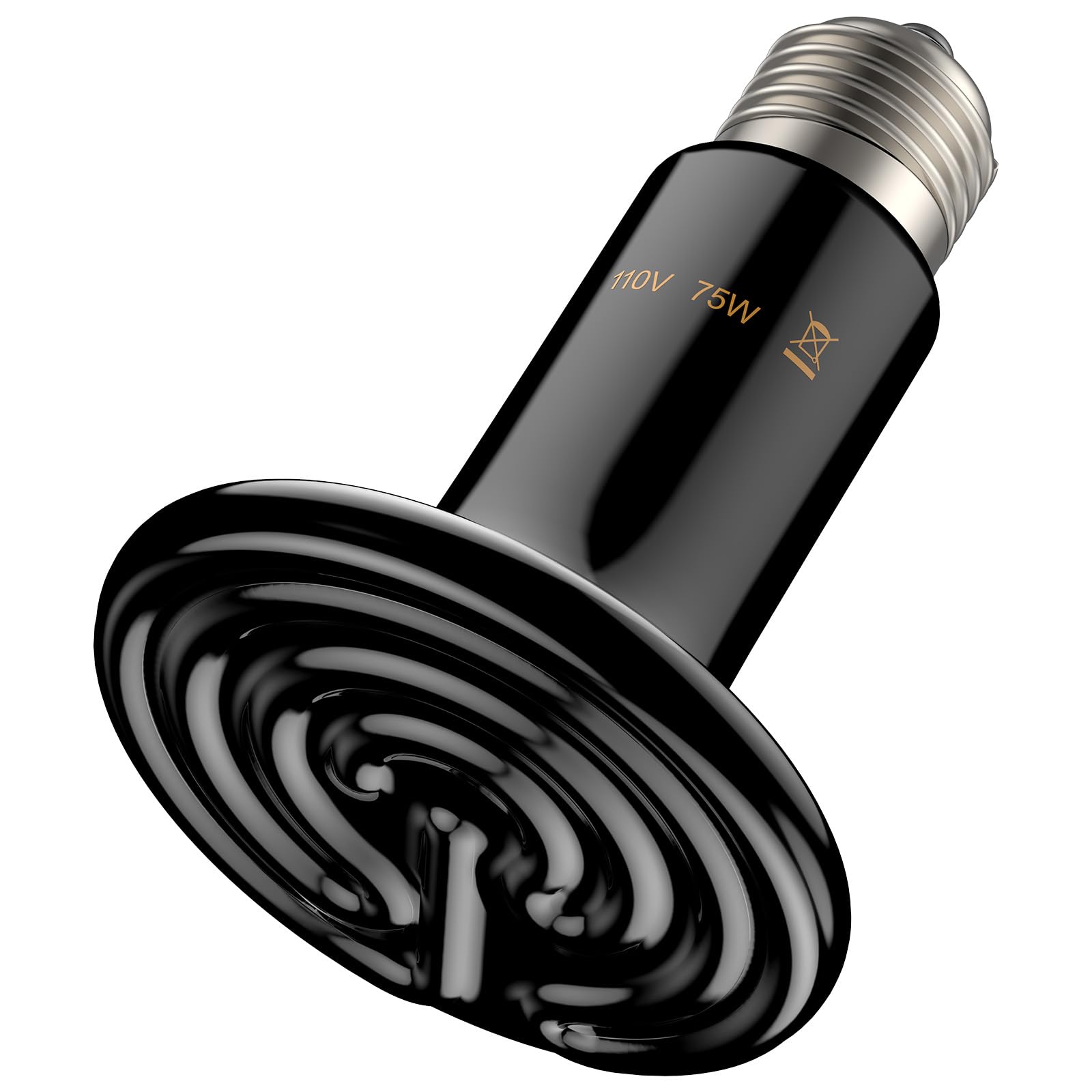 Pawfly 75 W E26 Ceramic Heat Emitter for Reptiles, No Light Emitting Reptile Heat Lamp Bulb, Infrared Ceramics Heat Bulb for Amphibian Chicken Snake Lizard, Ceramic Heat Lamp, Pet Brooder Coop Heater