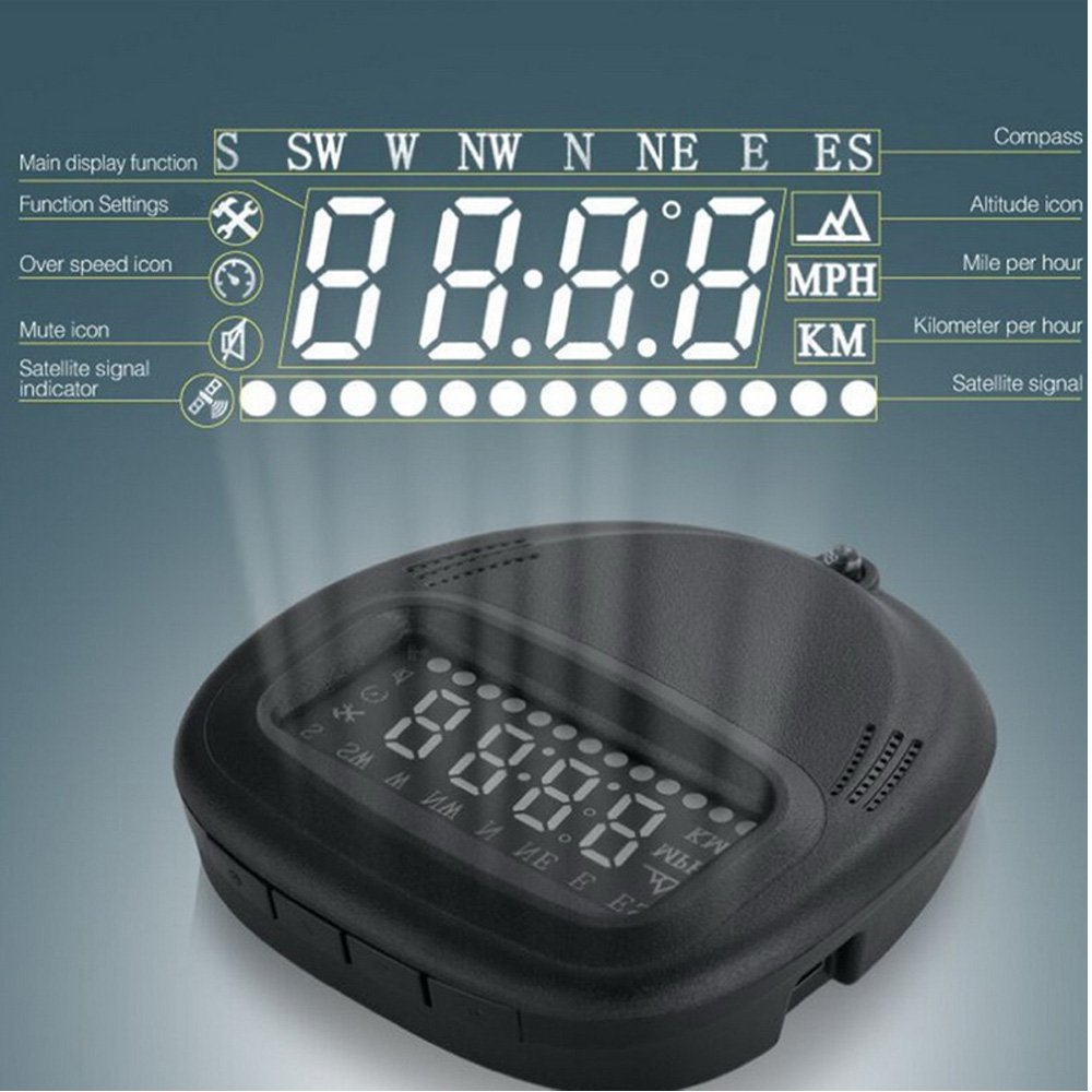 Elektronika samochodowa HUD GPS Head Up wyświetlacz samochodowy projektor prędkości z systemem alarmowym tablica ostrzegawcza o prędkości do każdego samochodu