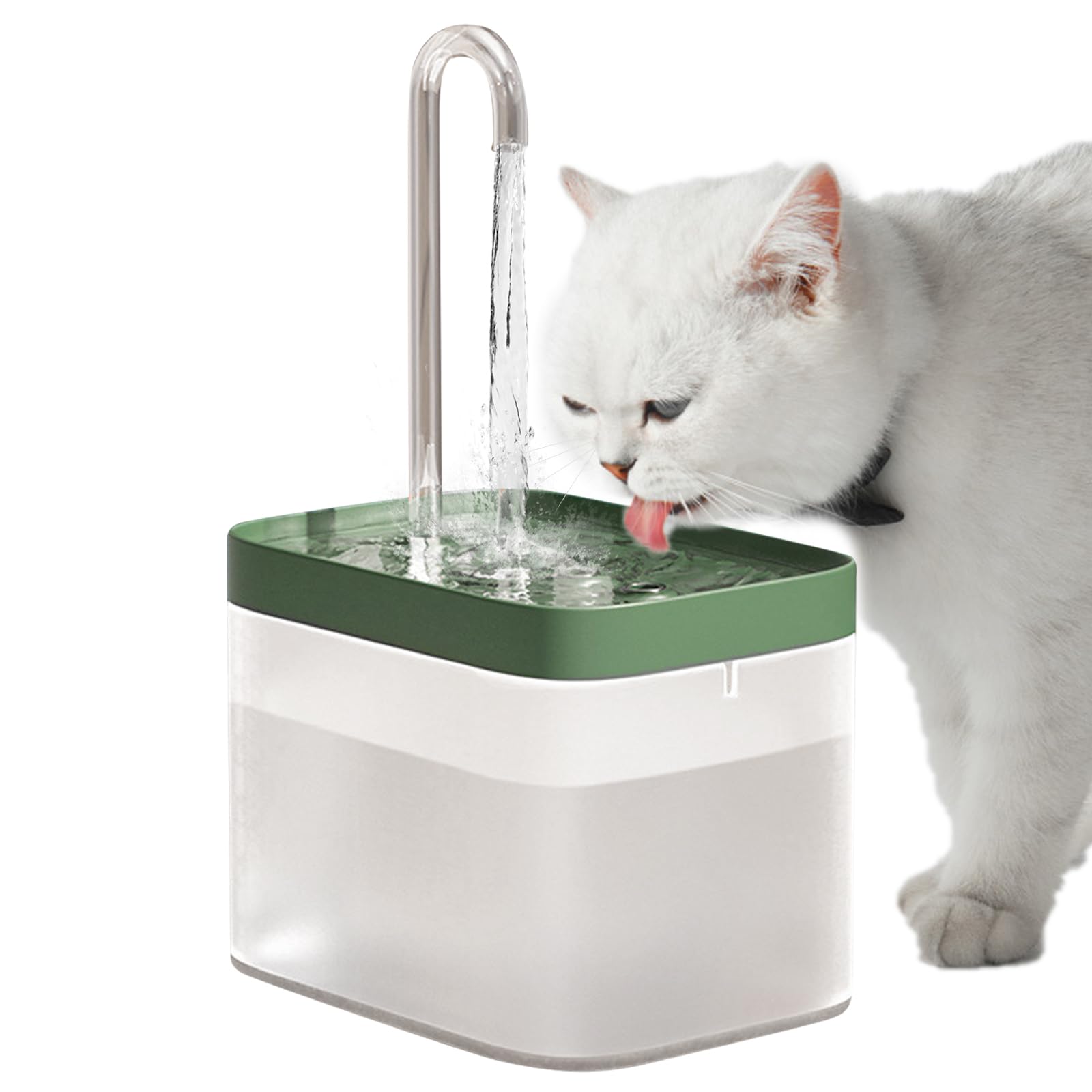 Cat Water Fountain for Drinking, 1.5L Ultra Silent Cat Fountain with 3 Speeds Automatic Pet Water Fountain with Anti-Dry Function for Cats Puppy Indoor Use (White A)