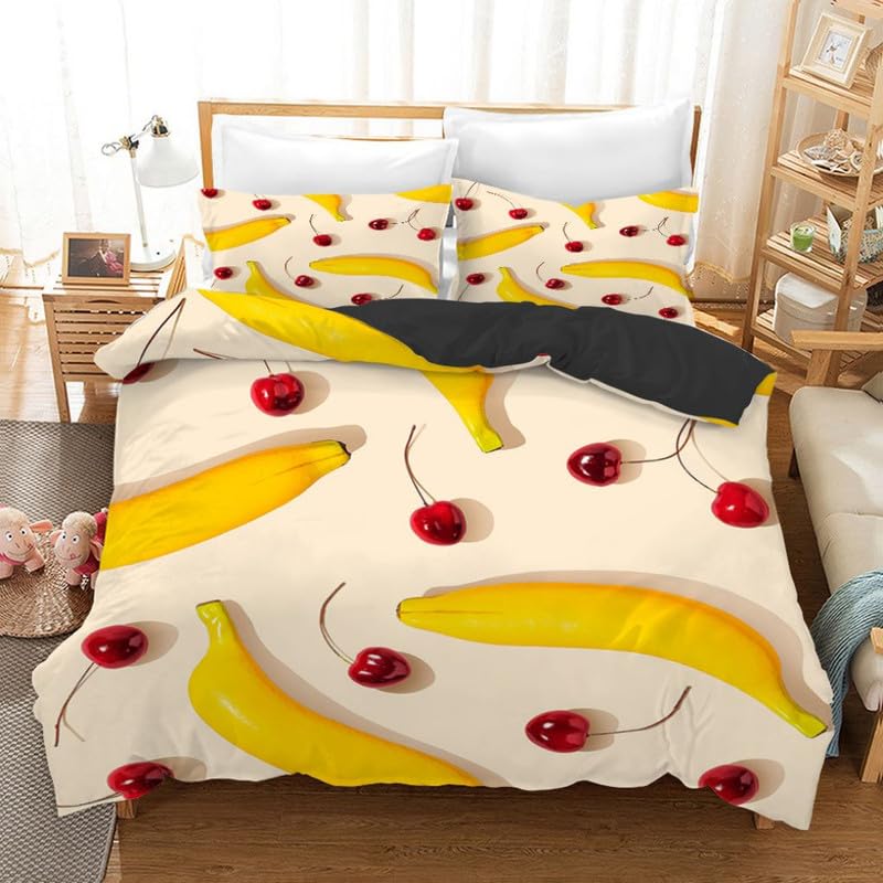 Parure de lit 240x260 beige motif banane pour une chambre moderne et cosy