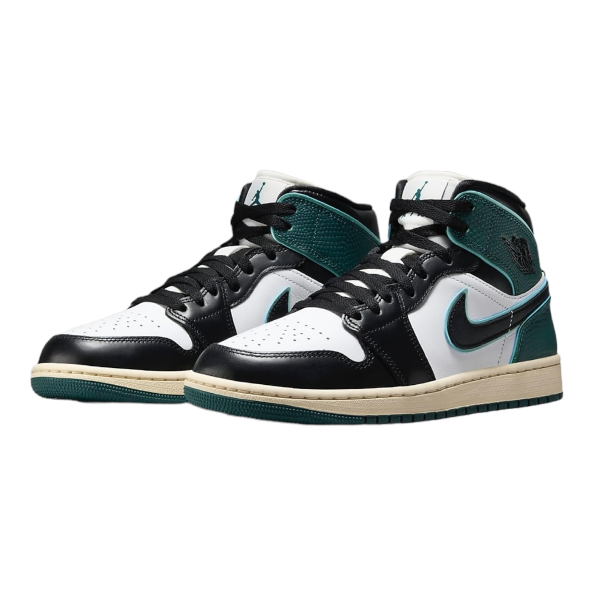 Jordan Nike Air 1 Mid FQ7818-100 Chaussures pour femme Blanc/noir/rose clair Pointure 42,5