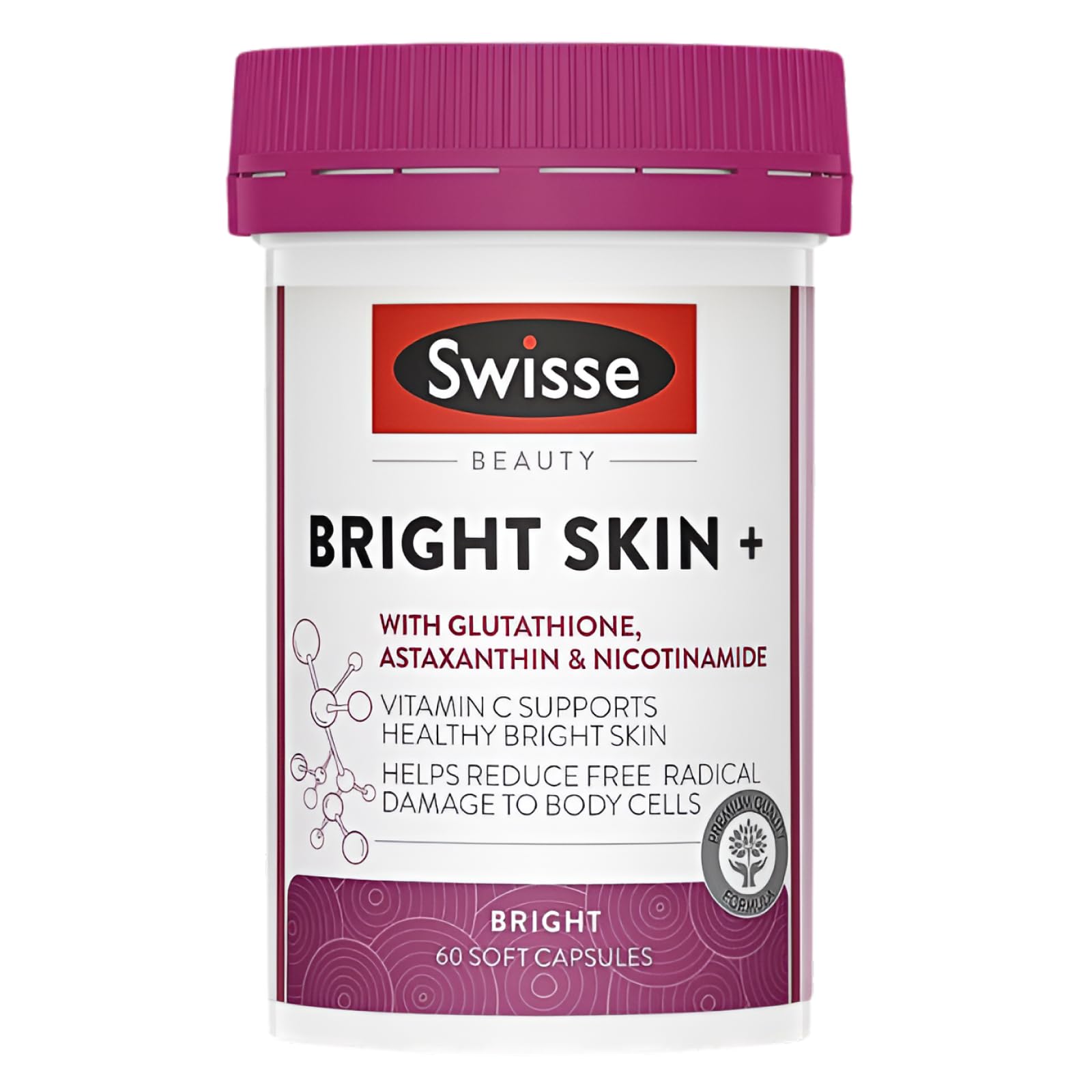 Swisse Beauty Bright Skin + 60 Capsules With Glutathione Astaxanthin &  Nicotinamide Vitamin C Support : Amazon.sg: Health, Household and Personal  Care
