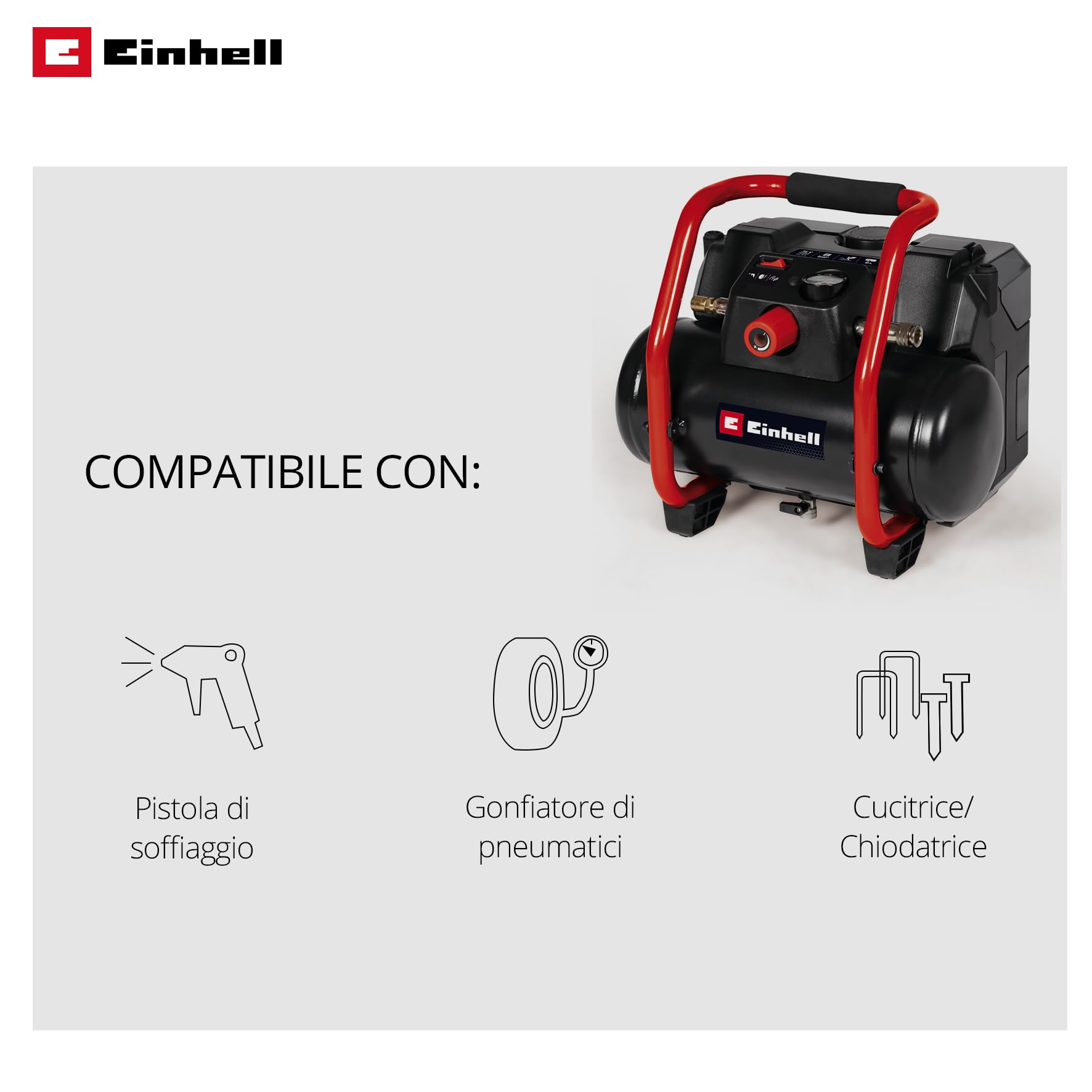 Einhell TE-AC 36/150 Li OF-Solo Compressore a Batteria 36 V 8 bar Serbatoio 6 l Aspirazione 150 l/min Senza Olio