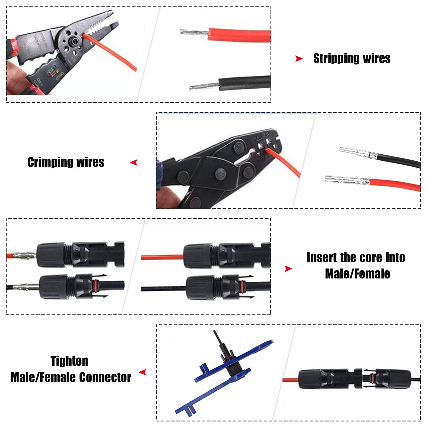 20 Paires Connecteur PV Connecteur Solaire Photovoltaique Câble Connecteur Solaire Mâle + Femelle pour Photovoltaïque Panneau Solaire Cable Accessoires