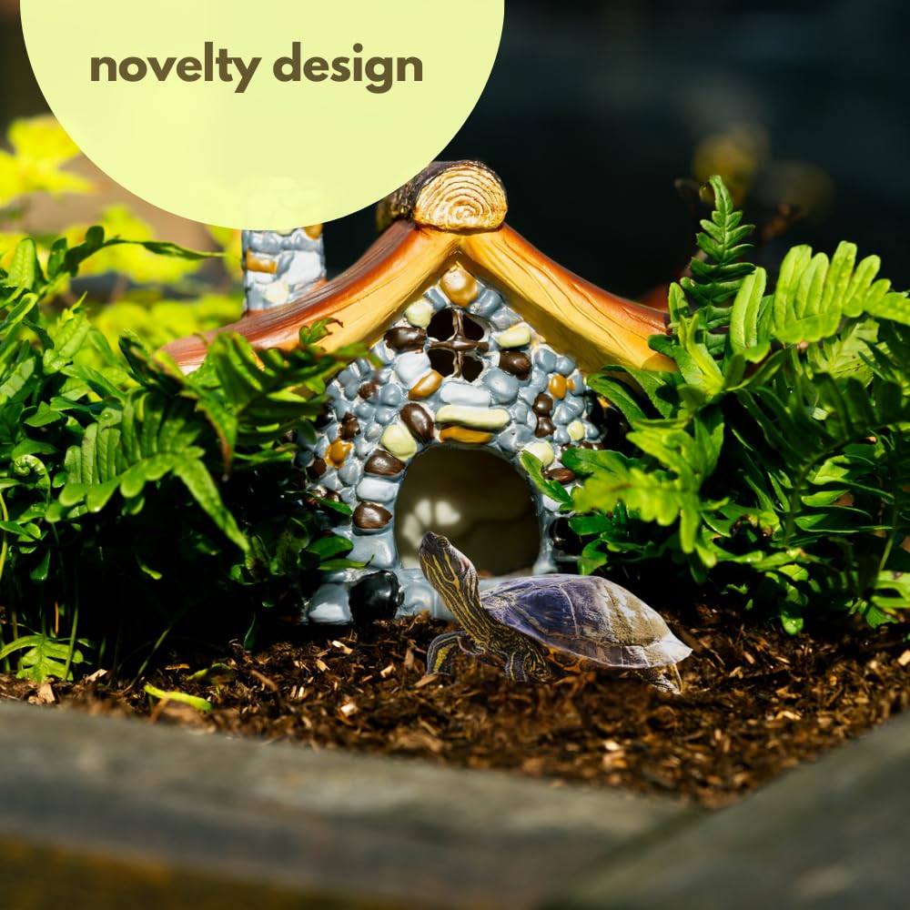 Garden Mile Casa de rana para estanque de jardín, accesorio de terrario de reptiles, escondites y cuevas de reptiles, casa de sapos, accesorios para reptiles, escondite de estanque grande, cueva