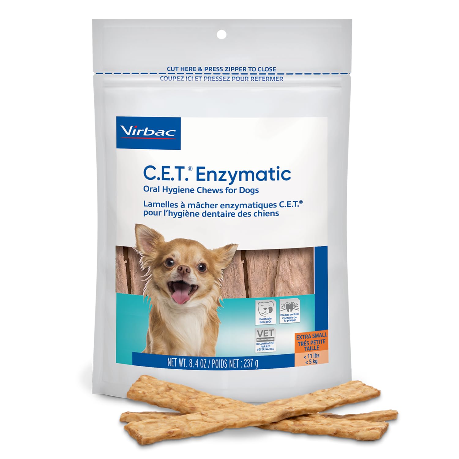 Virbac CET Enzymatic Oral Hygiene Chews for Dogs, Beef, 0.6 pounds, 8.4 Ounce (Pack of 1)