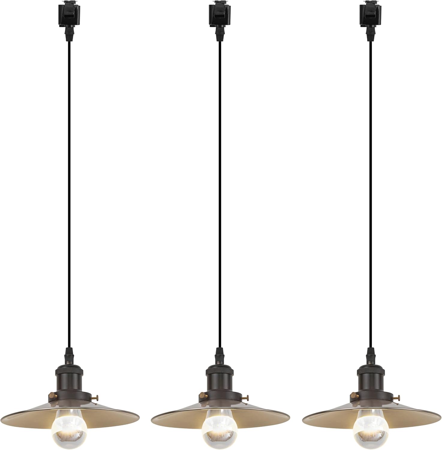 Kiven Anti Glare J-Type track lighting pendants, 3-Light J track pendant lights,Industrial J track Light Pedant for Kitchen Island Restaurant Hallway, Nickel