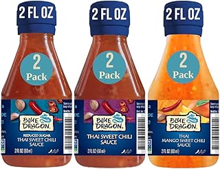 Blue Dragon Mixed Minis Variety Pack – Reduced Sugar, Original, and Mango Thai Sweet Chili Sauces – Vegan, Non-GMO Verified, Gluten Free – 2oz Mini Dipping Sauces (Pack of 6, 2 of Each Flavor)