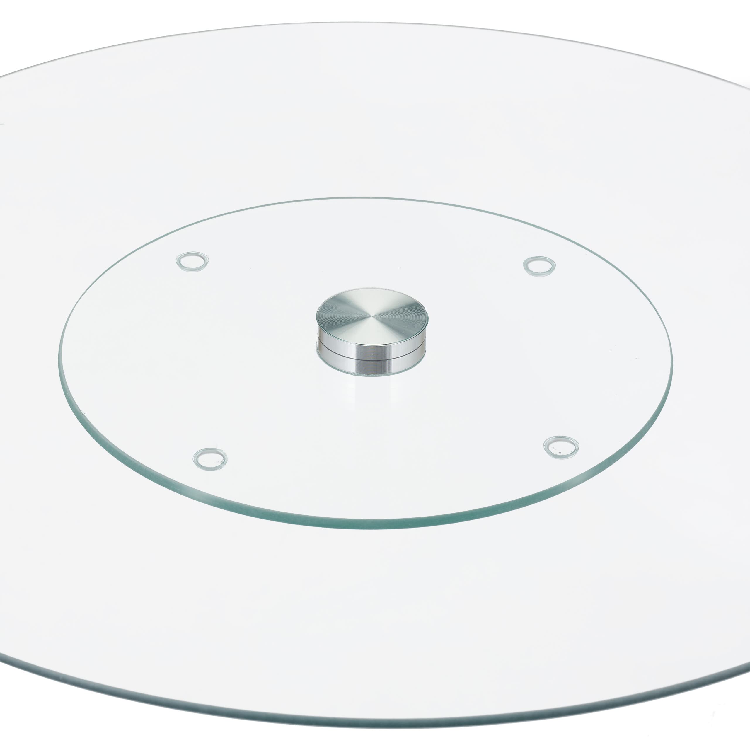 Relaxdays gramofon, 360°, średnica 30 cm, do serwowania i dekorowania, okrągły uchwyt, szkło, przezroczysty
