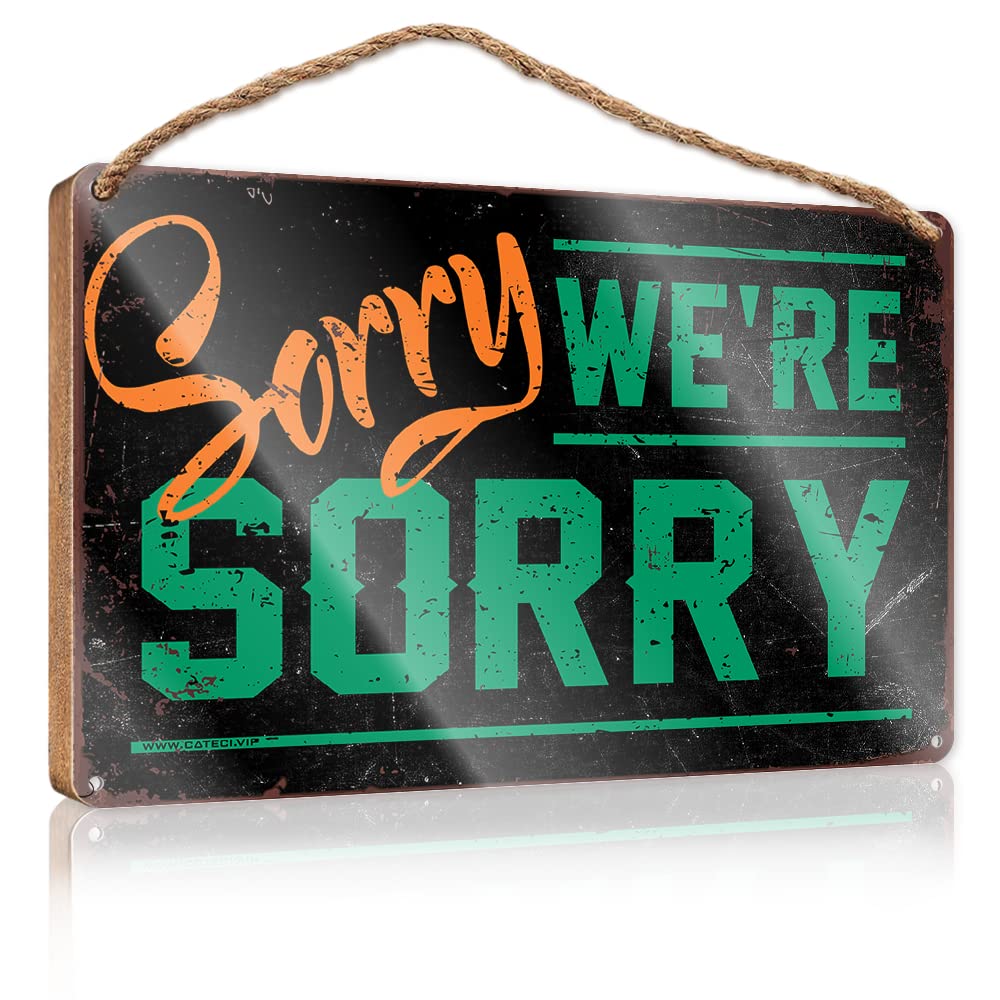 FZFN Farmhouse Door Decor Sorry We'Re Sorry Wooden Sign Summer Decorations For Home Summer Decorations For(23X35CM)