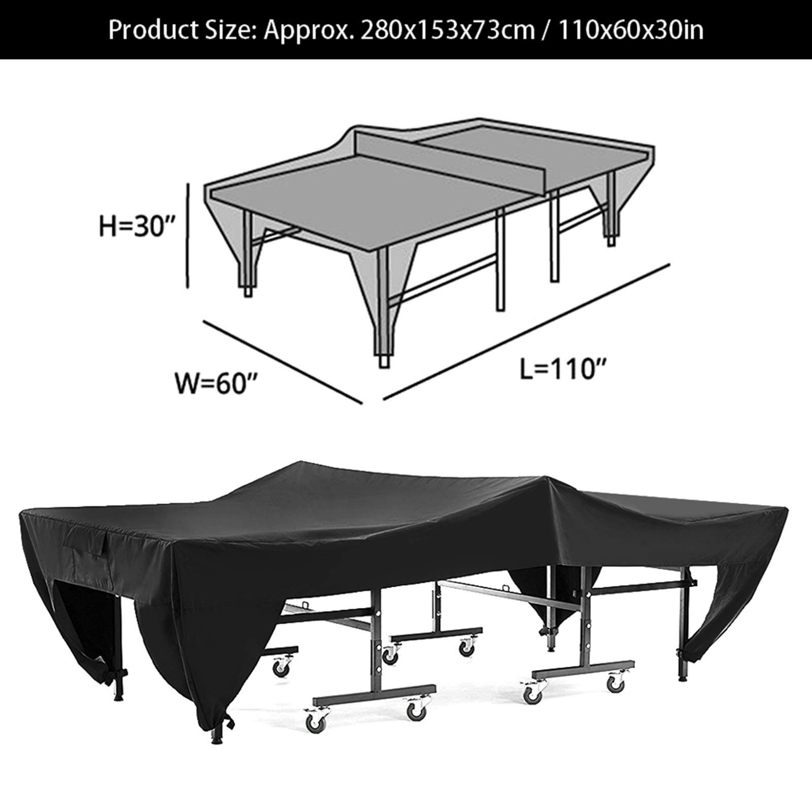 SOONHUA Cubierta de Mesa de Tenis de Mesa Impermeable Oxford 280x153x73cm Negro