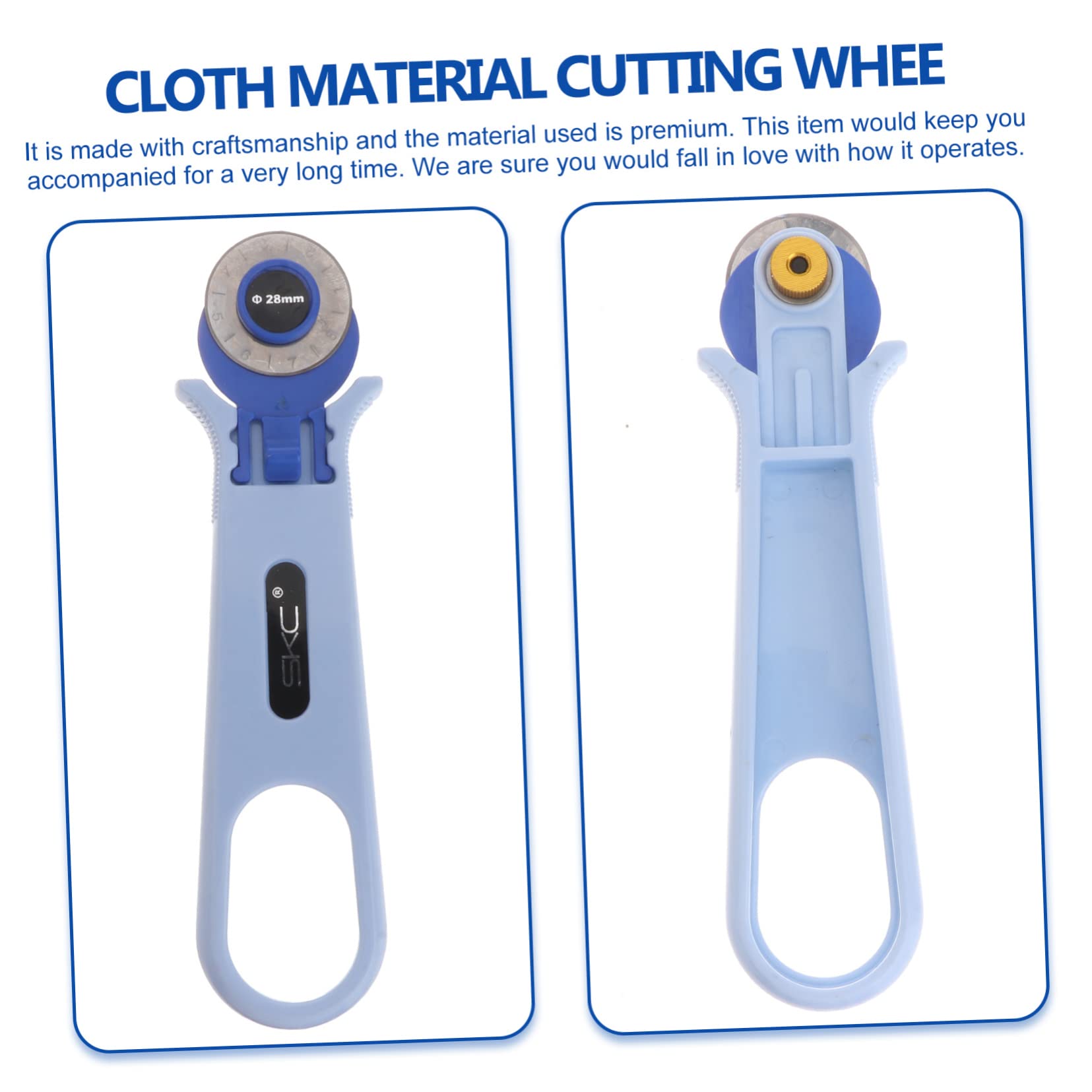 Tofficu 1Pc 28mm Rotary Cutter, Ergonomic Rotary Cutter - Rotary Fabric Cutte for Quilting, Sewing, Crafts (Sky-blue)