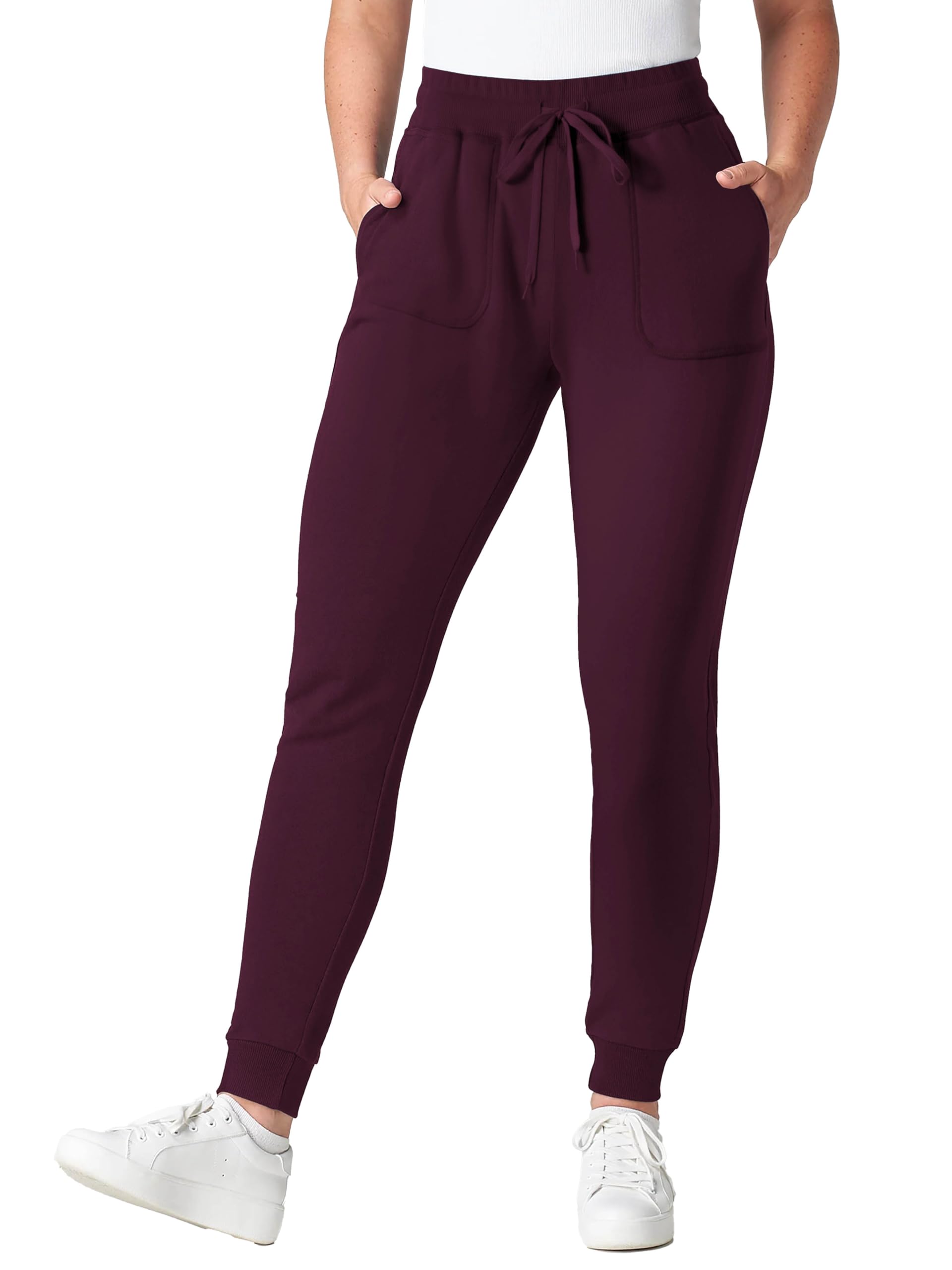 Hat and Beyond Womens Lightweight Slim Fit Yoga Sweatpants Fleece Comfy Lounge Pants Pockets (X-Large, 3ih01_Burgundy)