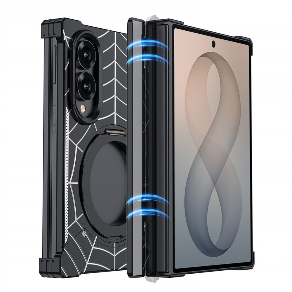 Custodia per telefono con supporto magnetico senza cornice in metallo per Samsung Galaxy Z Fold 8 Ultra, custodia protettiva antiurto, rossa, per Samsung Galaxy Z Fold 8 Ultra