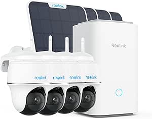 Reolink 2K Outdoor Surveillance Camera Set WLAN with Solar/Battery Operation, Local Storage, 360° Pan & Tilt Function, IR Night Vision, Home Hub with 4x Argus PT Lite + Solar Panel asin的图片