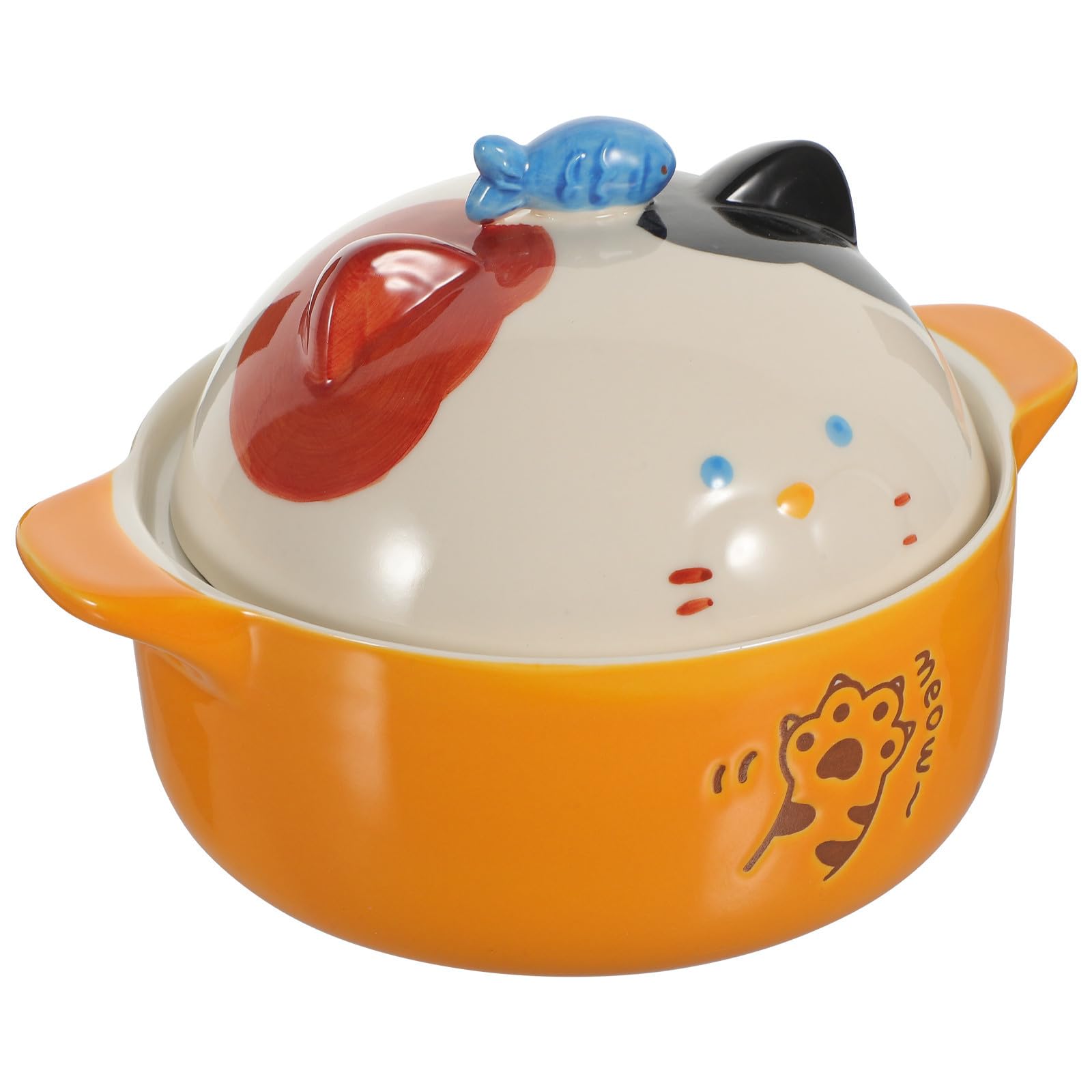 Tazón de Ramen de Cerámica con Tapa y Diseño de Gato, Capacidad de 720ml, Práctico para Uso Diario en Hogar y Hoteles