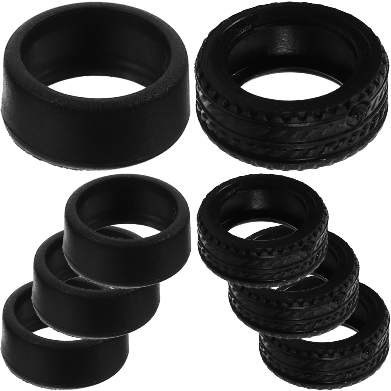 Milisten 2 Sets Rubber Tires for 1:64 Model Cars, Treaded and Smooth Styles