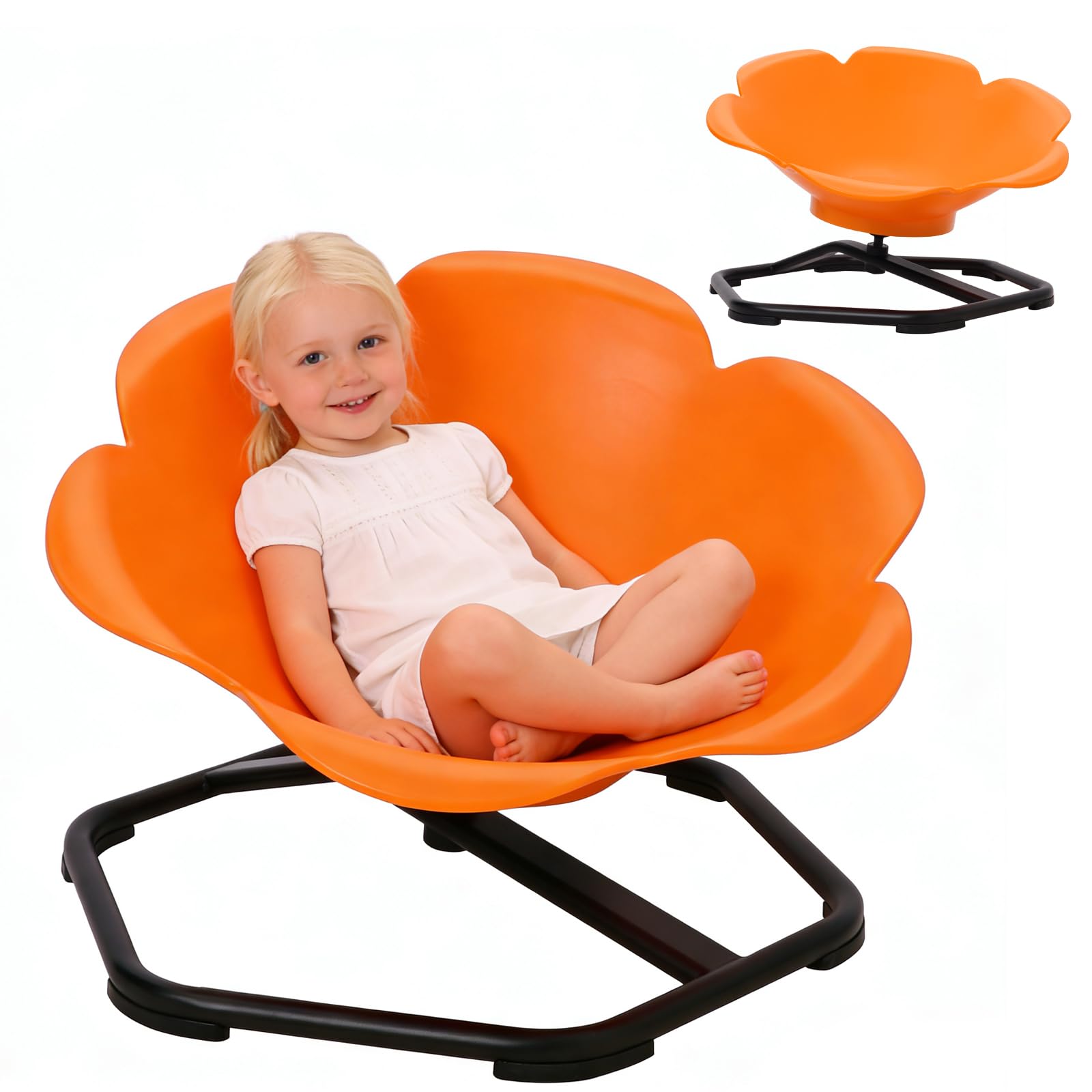 Kinder Drehstuhl für Autismus, Sensorischer Drehstuhl für Training Physische Koordination und Gleichgewicht, 360°-Drehsitz Spielgeräte, Autismus-Sensorikspielzeug für Jungen und Mädchen(Orange)
