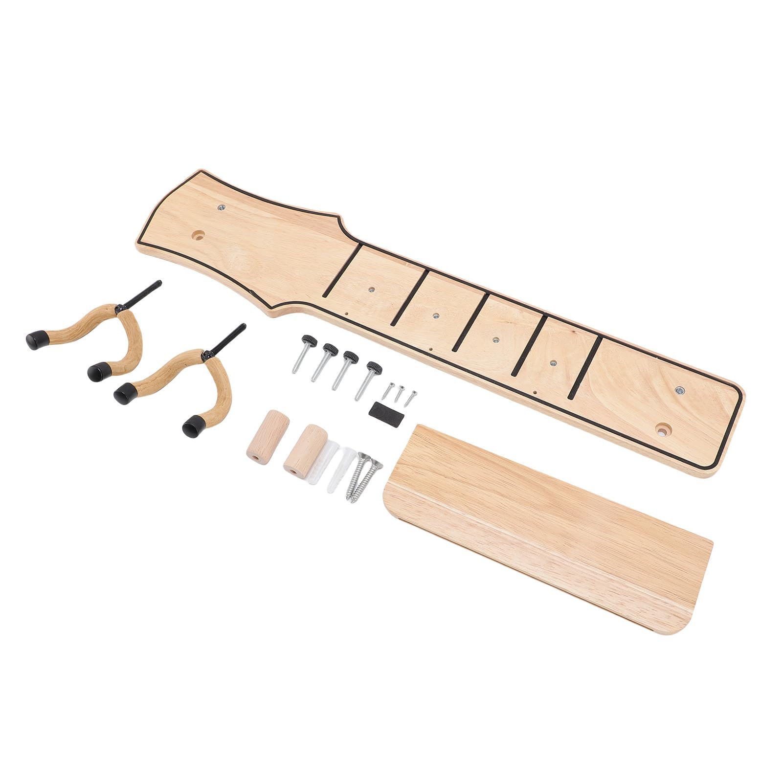 Gitarren-Wandhalterung mit Drehbarem Haken und Ablage, Eleganter Gitarren-Aufhänger aus Holz für Heim- und Studiodekoration, Stabiles Kiefernholz mit Weichem Gummischutz