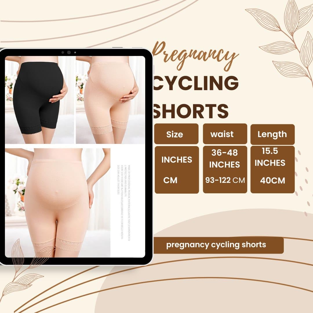 munaafi® Women Under Dress Pregnancy Short Leggings Yoga Maternity Shorts Over The Belly (Free Size, White) - Image 3 thumbnail