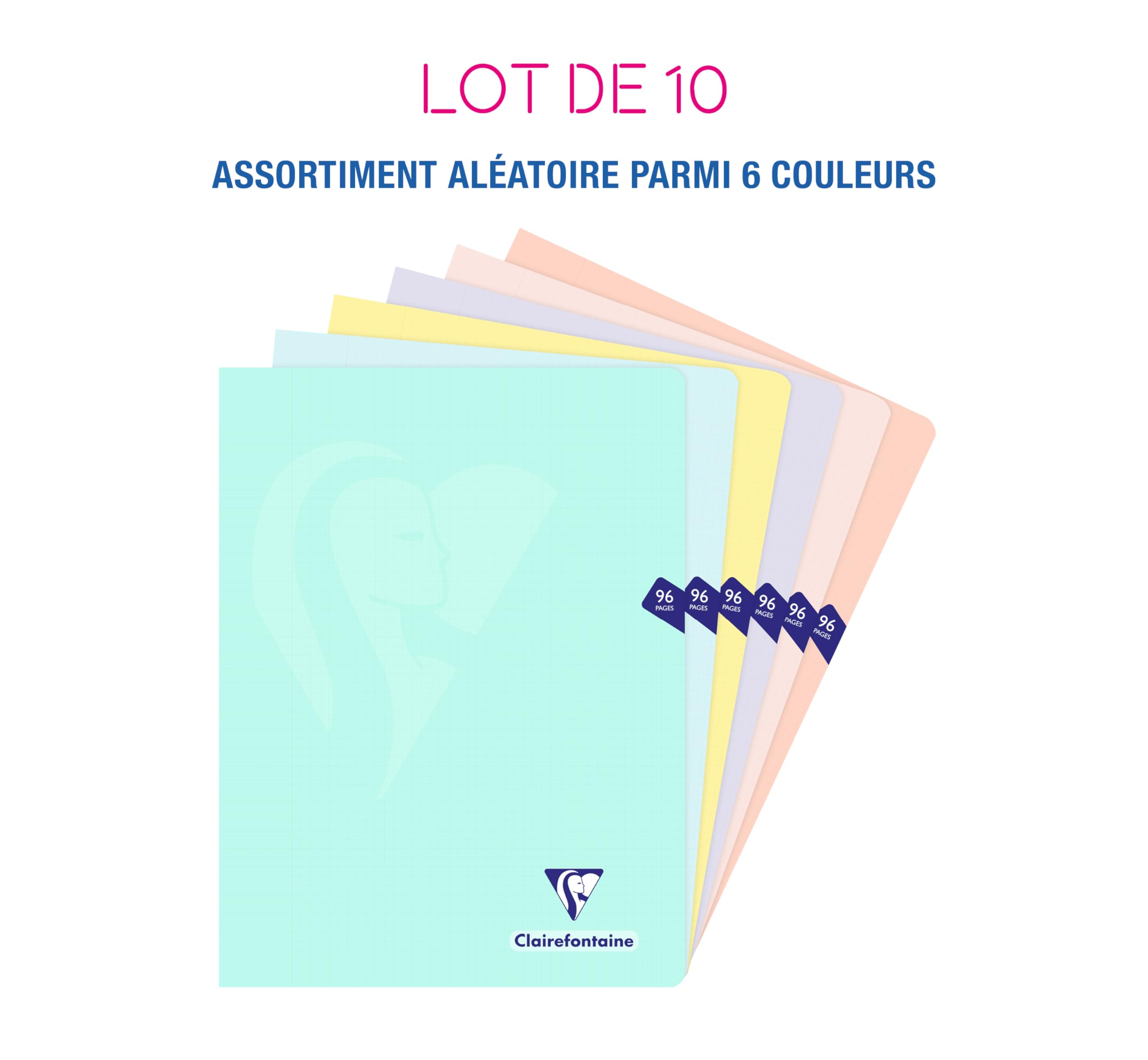 Clairefontaine 308368Cpack Lot 10 Cahiers 24x32 96p Petits Carreaux Marge
