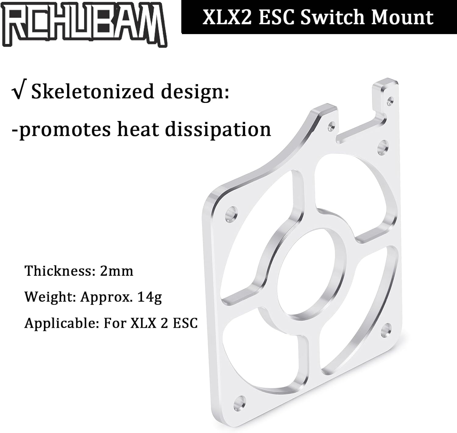 RCHUBAM XLX2 ESC Switch Mount XLX 2 ESC Aluminum On + Off Switch Holder for RC Car Boat Castle Creations XLX2 Electronic Speed Controller Upgrade Part