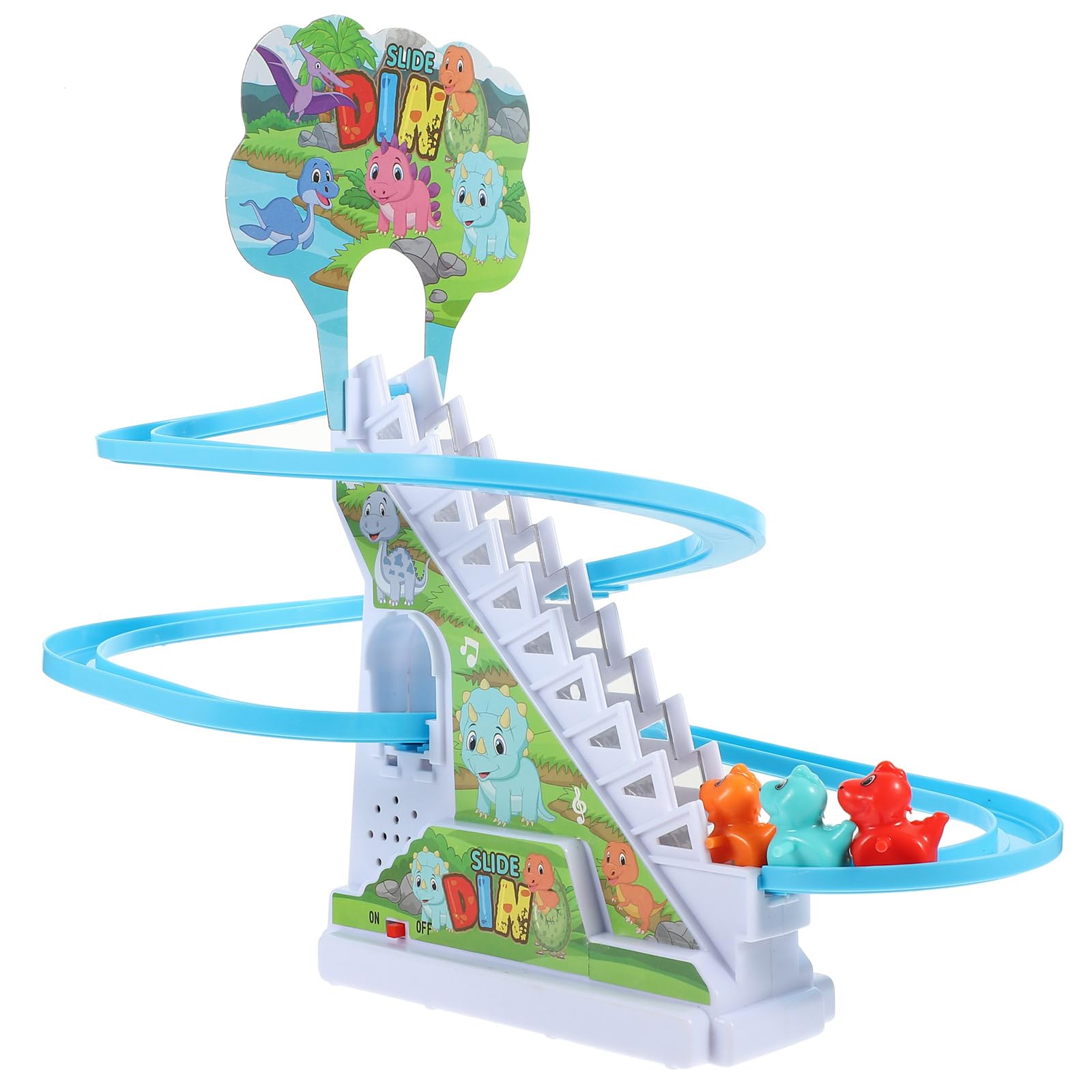 GALPADA Giocattolo Dinosauro su Pista Elettrico in Plastica Argento | Resistente All’usura e Inodore, per Bambini, Coordina Mano-occhio e Abilità Manuali