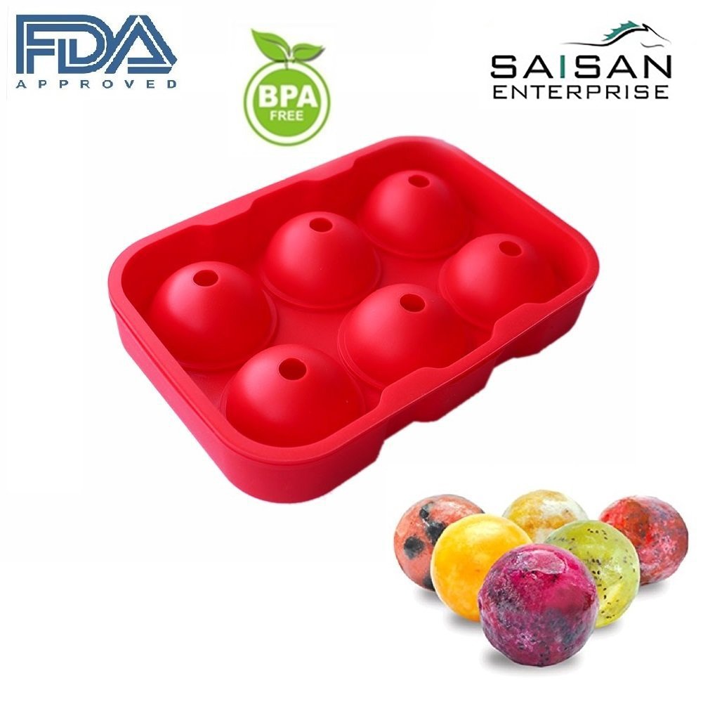 Buy Ice Cube Tray Flexible Silicone Create Cool Spherical 6 Round Ball Shaped Ice Cube Mold