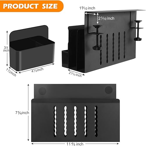Miniatura 2 de Almacenamiento lateral de escritorio, organizador colgante de acero de 2 niveles, organizador de escritorio lateral sin taladros, soporte para
