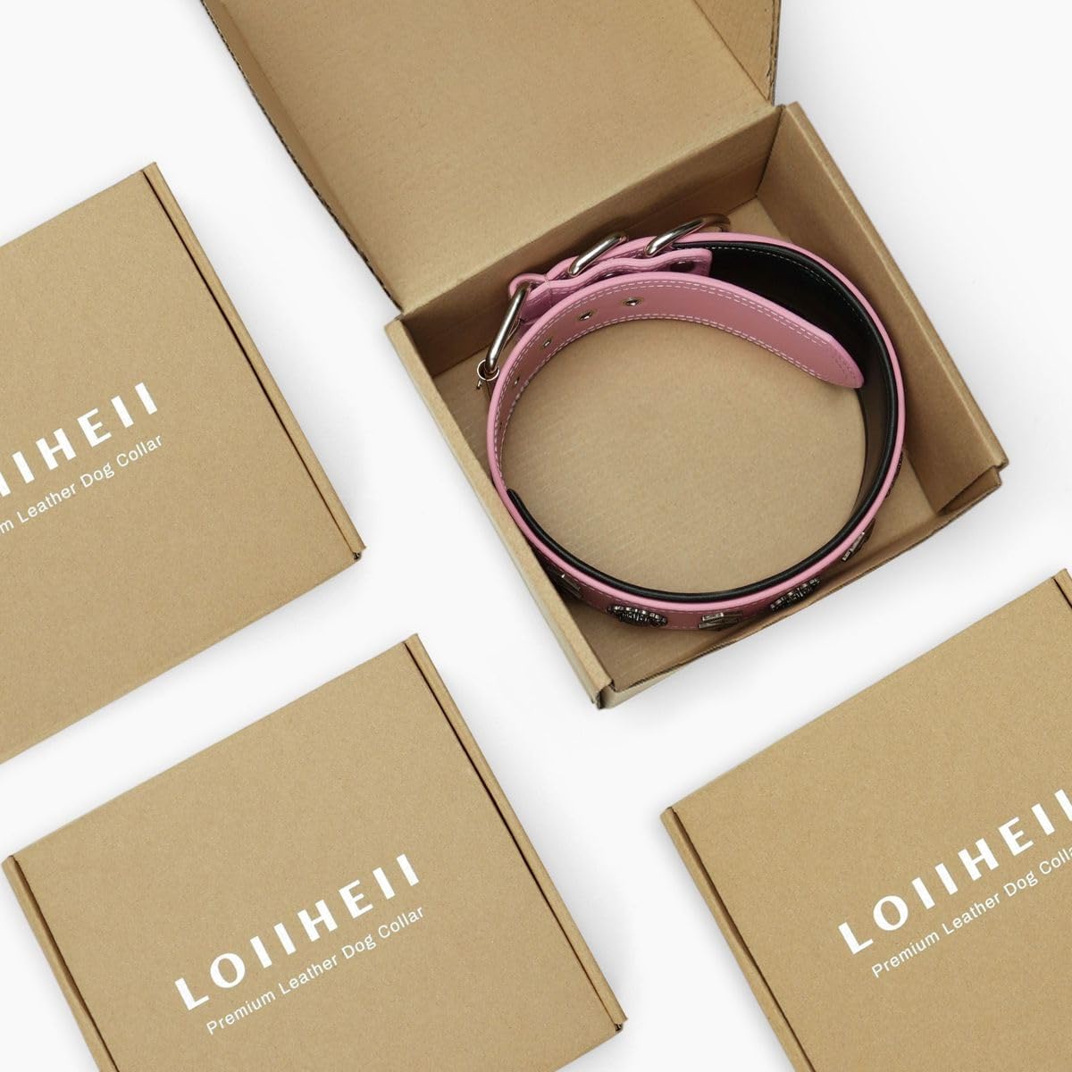 Premium Leather Dog Collar for Large Dogs - 2-Inch Wide Adjustable Soft Handmade Heavy Duty Collar for Giant Breeds, Durable & Comfortable - Pink