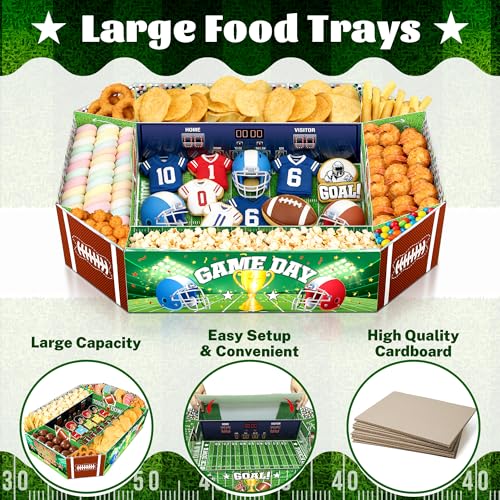 Football Party Supplies Kit - Large 23.62x17 inch Football Snack Stadium Tray Display & Cardboard Food Trays Plates, All-in-One Football Party Decorations for 2026, Game Day, Birthday Celebrations - Image 7