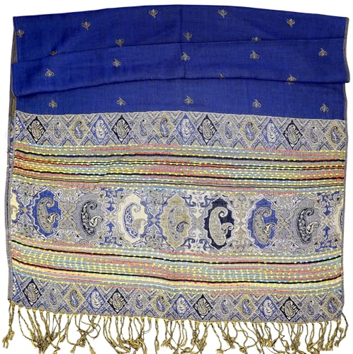 Achillea Reversible Bohemian Pashmina Ethnic Tribal Border Shawl Wrap Scarf3