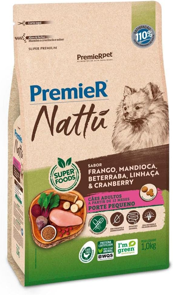 PremieR Pet Nattú Ração Seca para Cães Adultos Porte Pequeno Sabor Mandioca 2,5kg